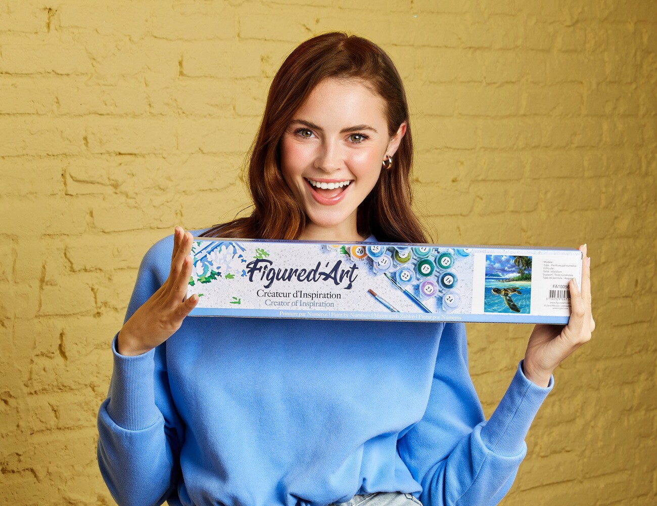 Figured'Art Paint by Numbers for Adults Relaxing Turtle 16"x20" - Craft Art Painting DIY Kit Rolled Canvas without frame