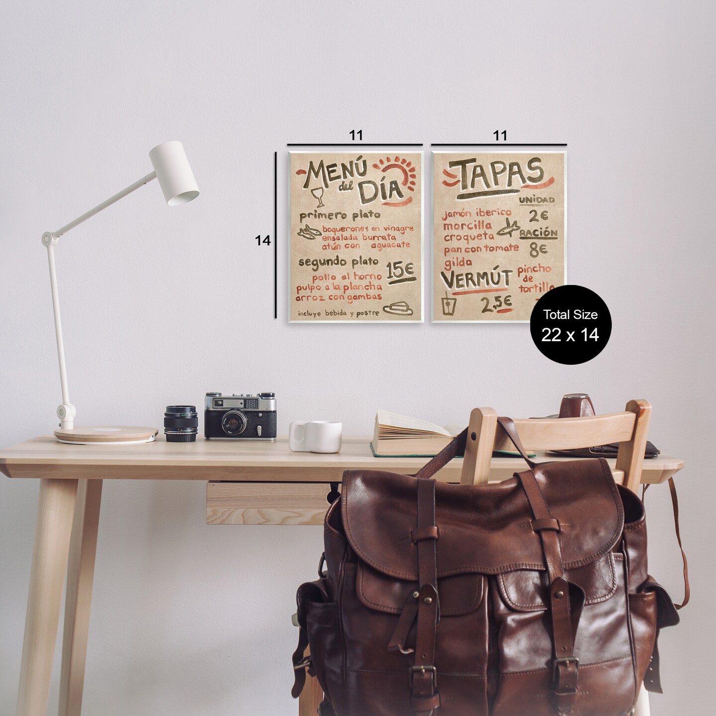 Stupell Industries Travel Tapas Menu 2pc Wall Plaque Art Set Design by June Erica Vess