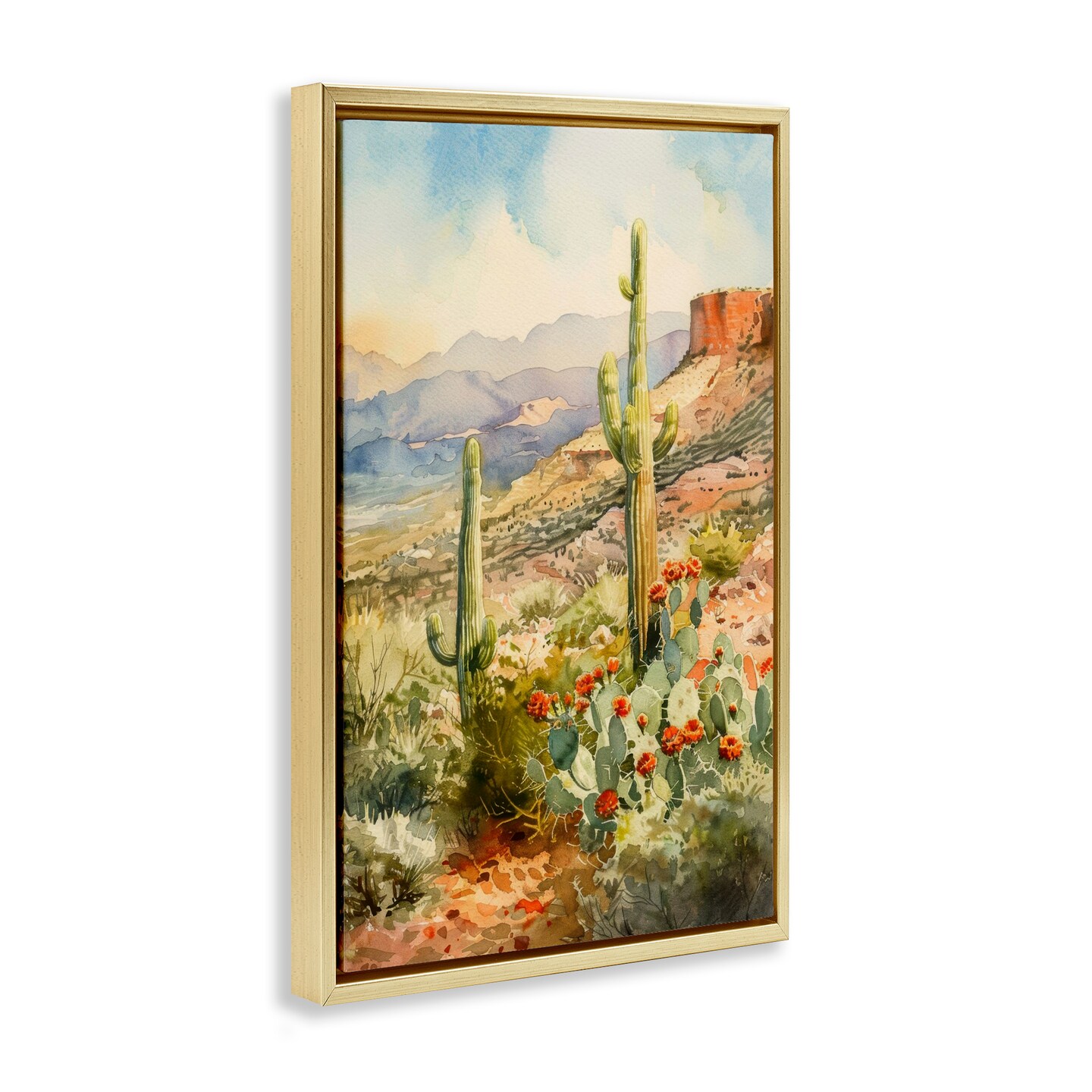 Stupell Industries Standing Tall Cacti Nature Floater Framed Canvas Wall Art Design by LSR Design Studio