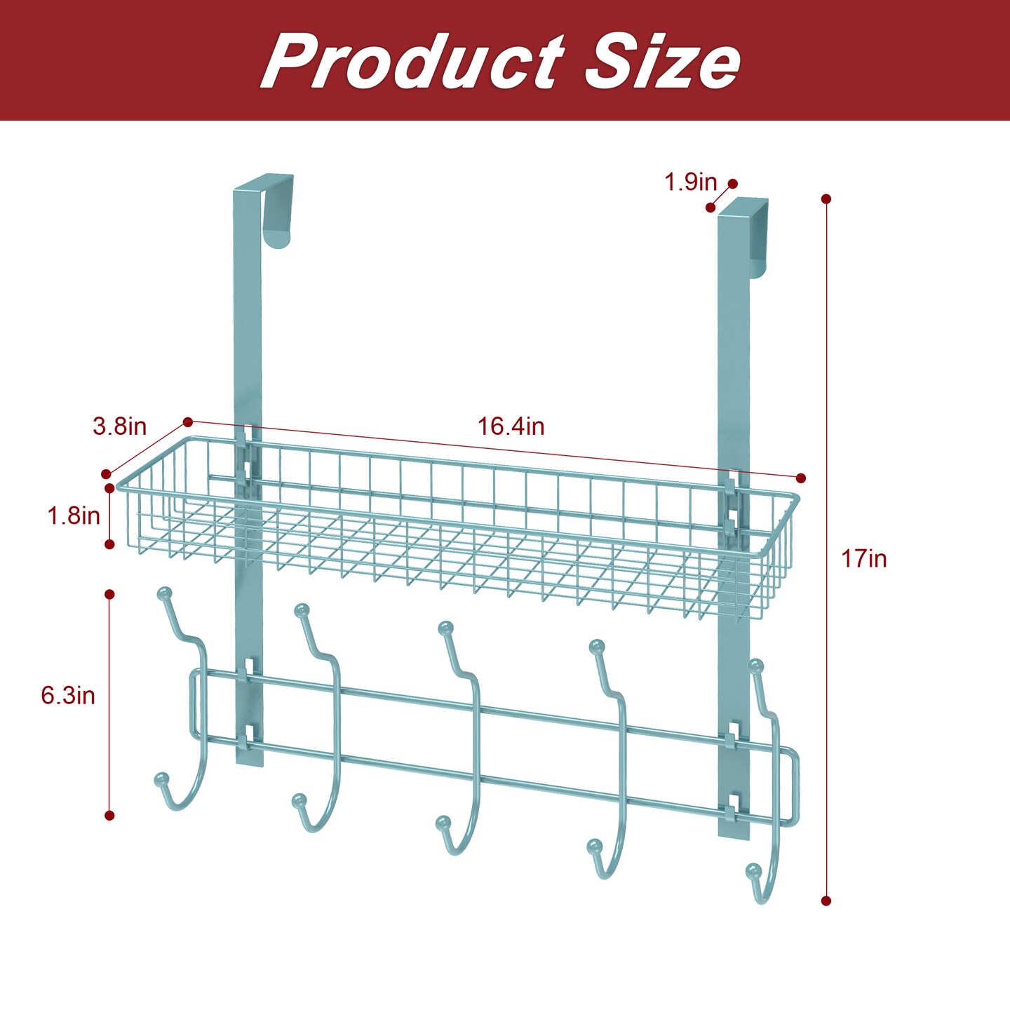 Hat Rack Door Rear Hook Rack Key Hanger Storage Anti-Rust Chrome Finish
