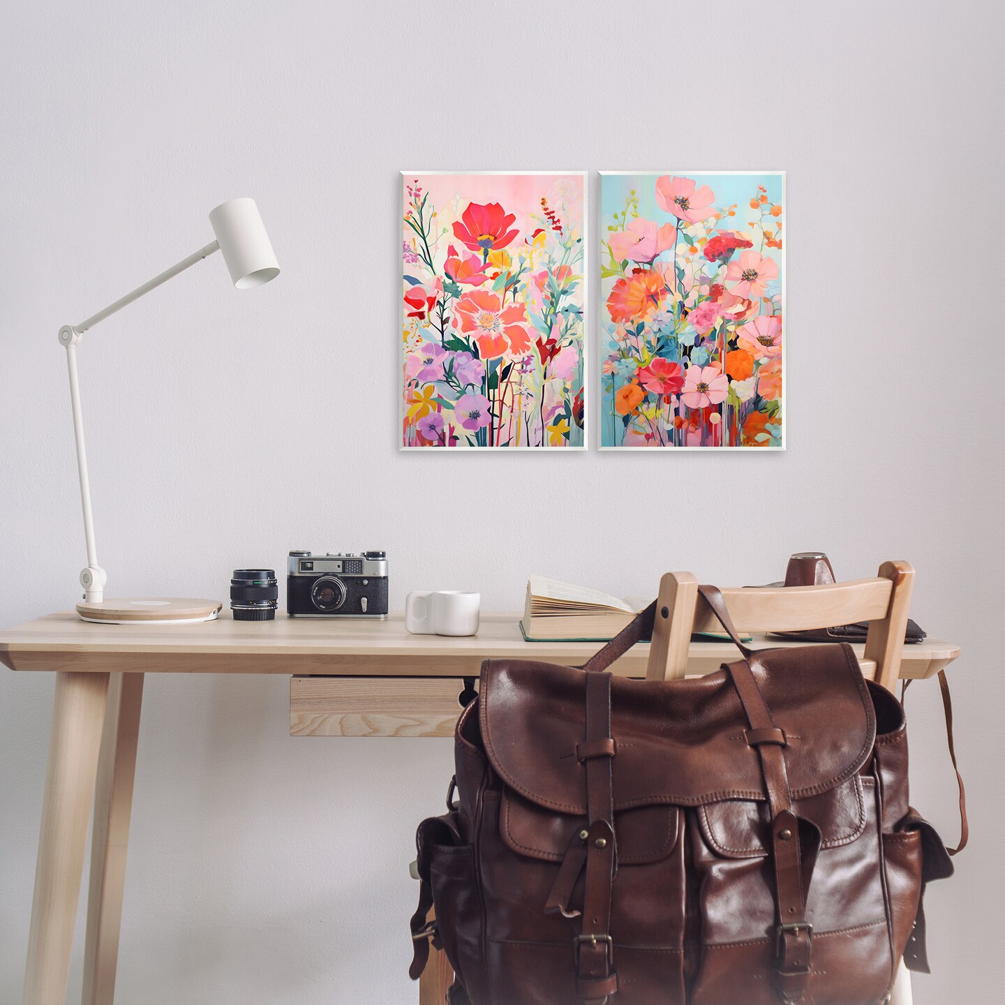 Stupell Industries Bright Contemporary Flowers 2pc Wall Plaque Art Set Design by LSR Design Studio