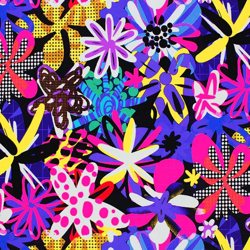Punk Rock Flowers Printed Spandex Fabric