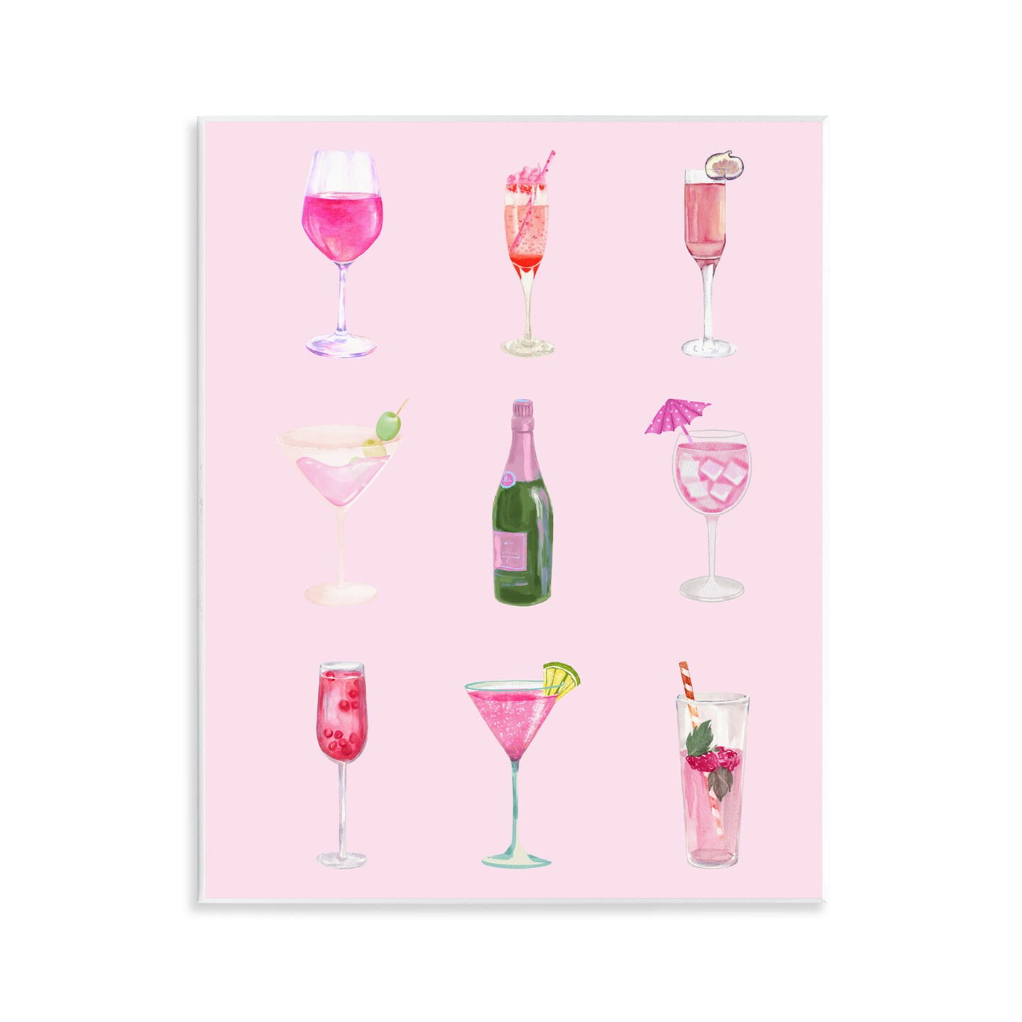 Stupell Industries Various Pink Drinks Wall Plaque Art Design by House of Lulu