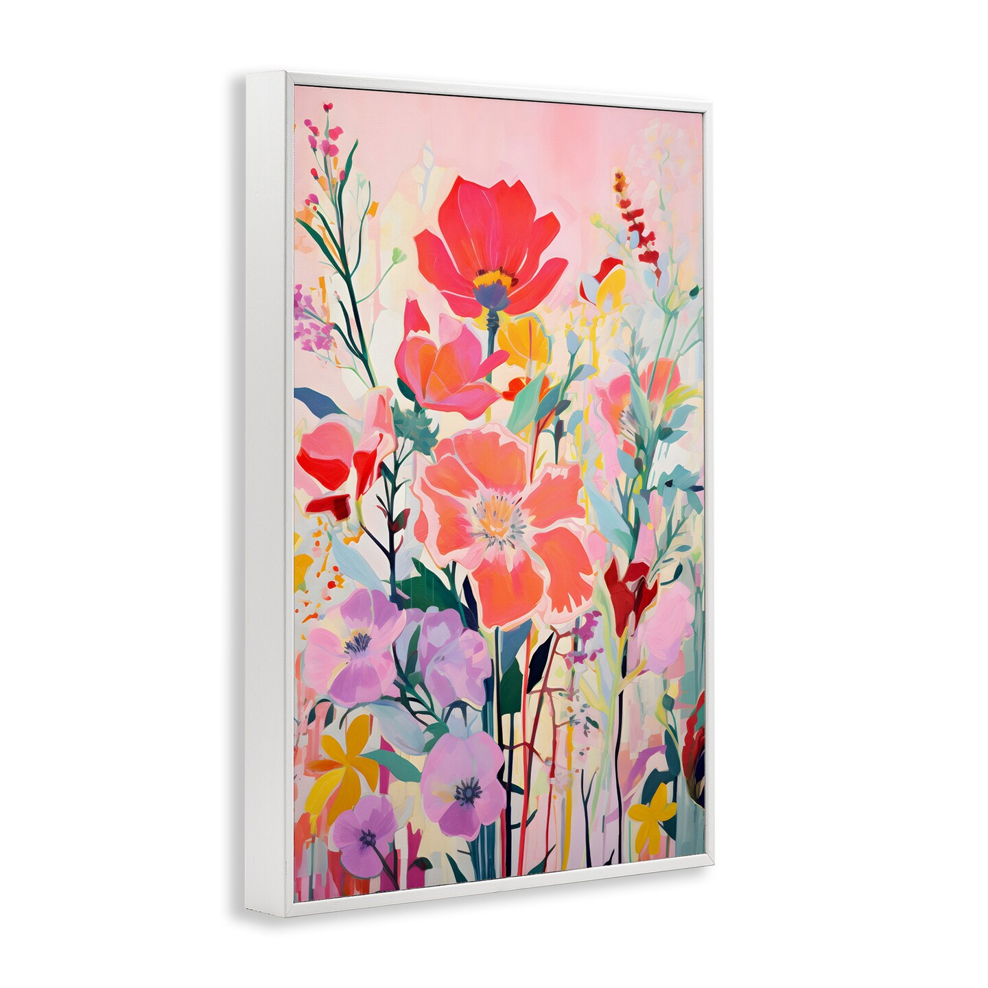 Stupell Industries Abstract Flowers on Pink Framed Giclee Wall Art