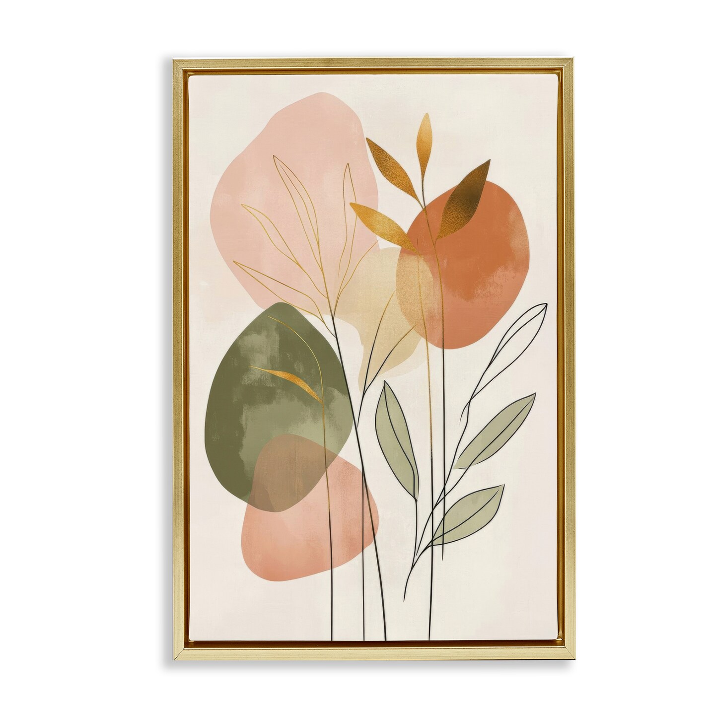 Stupell Industries Soft Organic Shape Botanicals Floater Framed Canvas Wall Art Design by LSR Design Studio