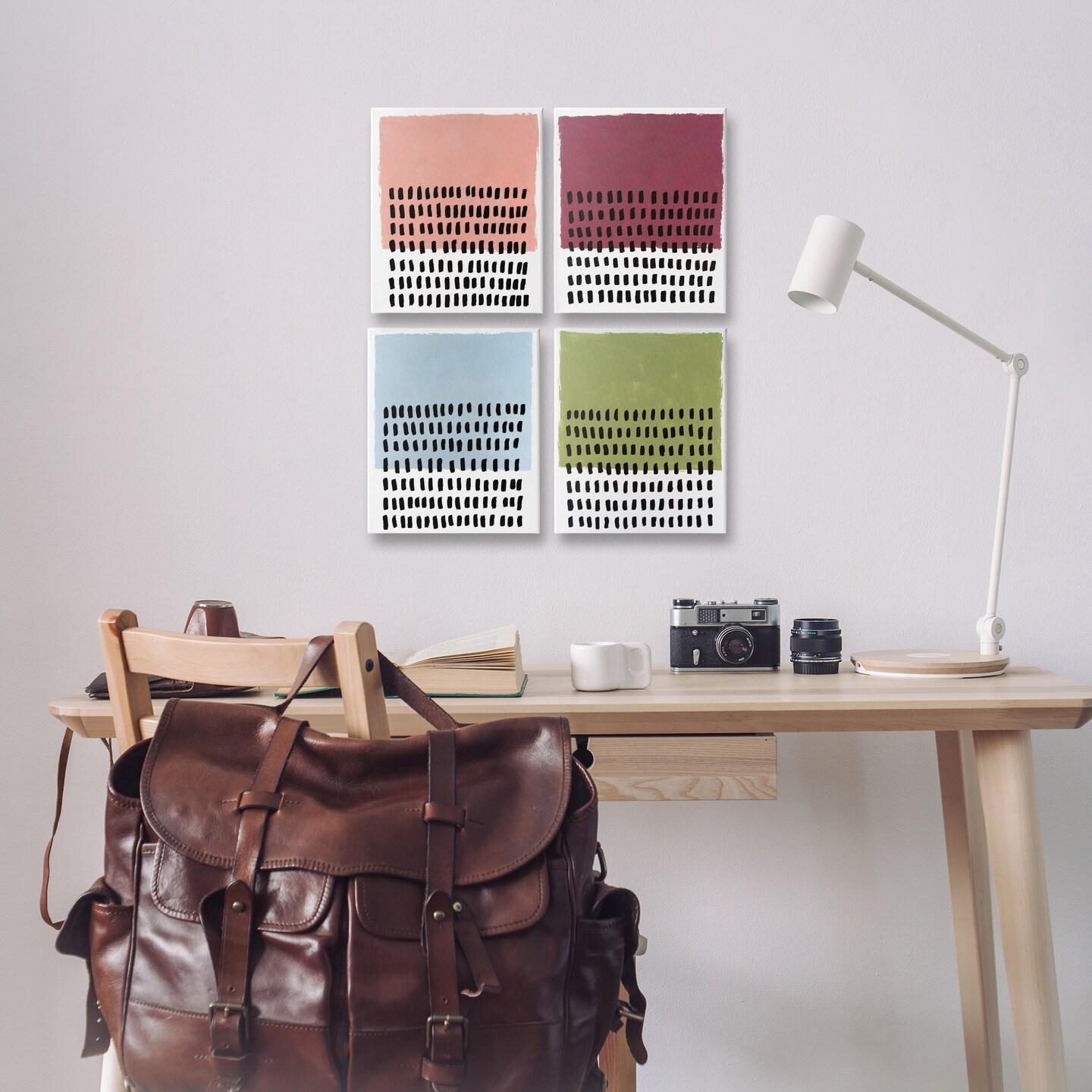 Stupell Industries Dotted Neutral Abstracts 4pc Canvas Wall Art Set Design by Michael Willett