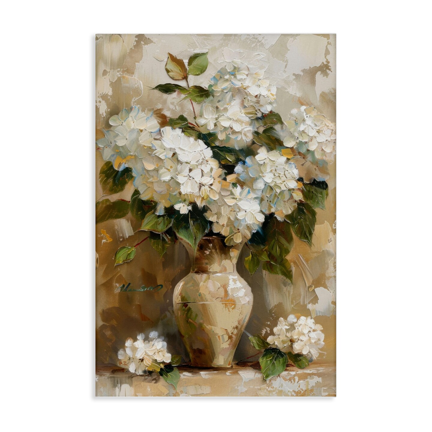 Stupell Industries Vintage White Hydrangeas Canvas Wall Art Design by LSR Design Studio