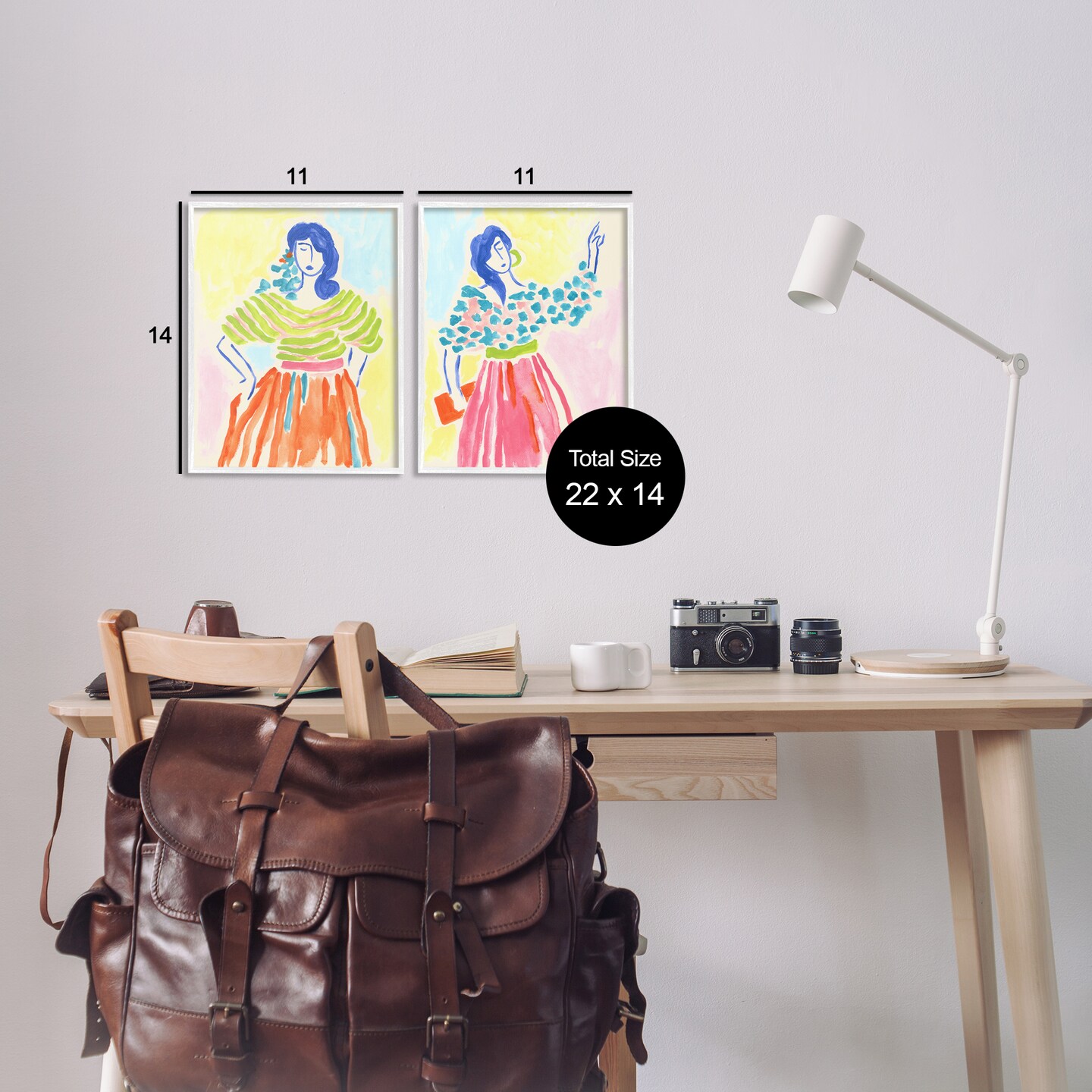 Stupell Industries Stylish Women Bright Hues 2pc Framed Giclee Wall Art Set Design by June Erica Vess