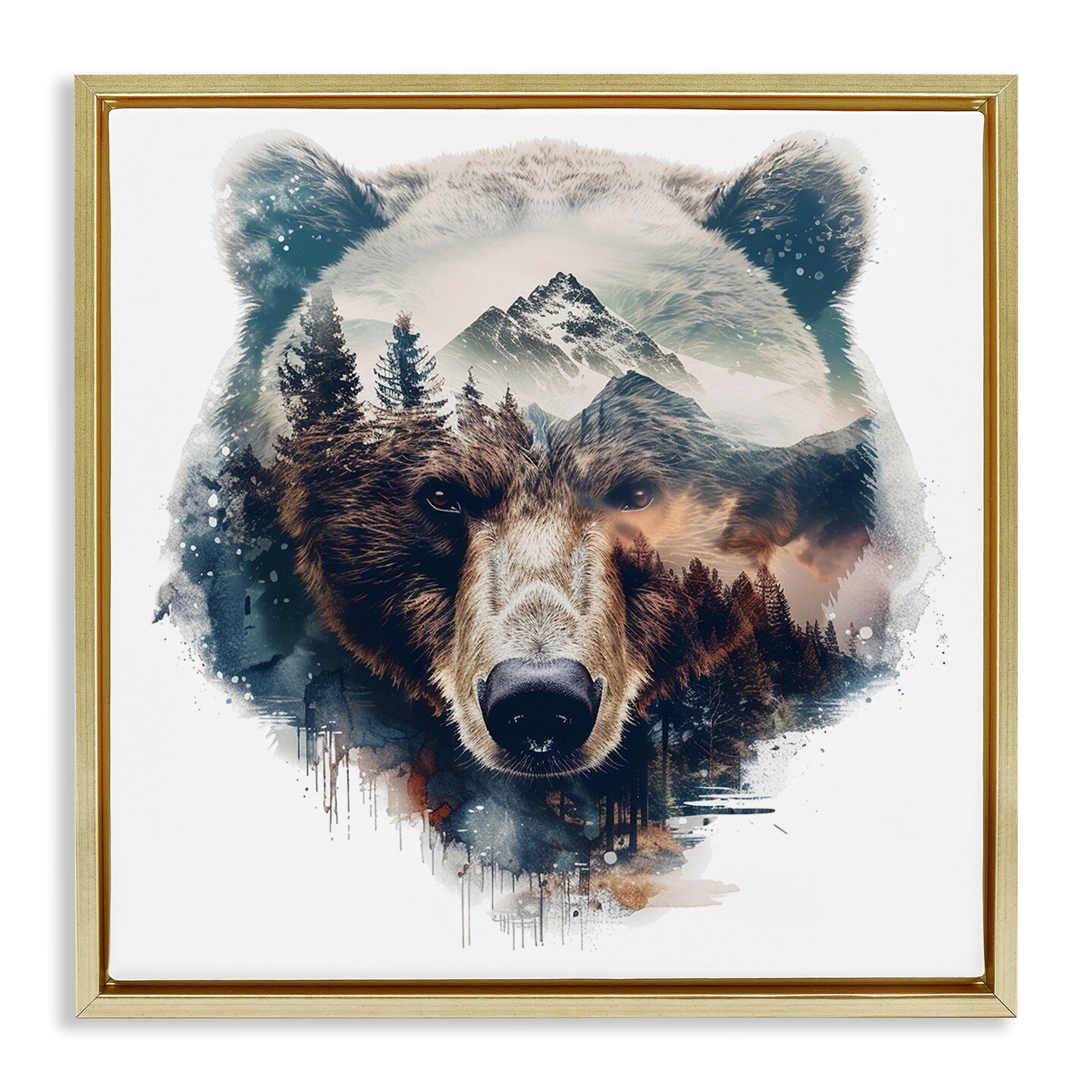 Stupell Industries Bear Head Silhouette Floater Framed Canvas Wall Art Design by LSR Design Studio
