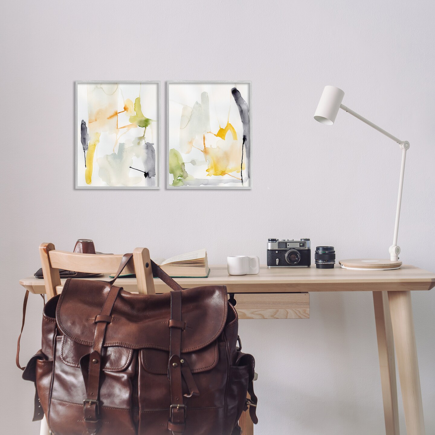 Stupell Industries Watercolor Paint Drips 2pc Framed Giclee Wall Art Set Design by Victoria Barnes
