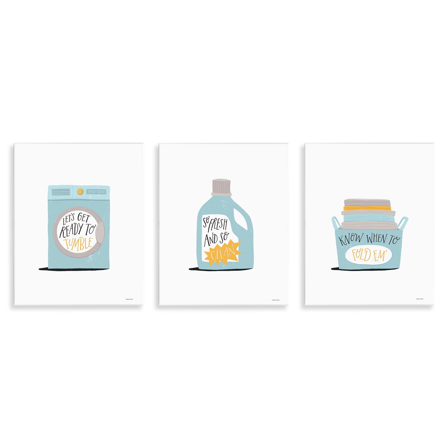 Stupell Industries Minimal Laundry Phrases 3pc Wall Plaque Art Set Design by Rachel Nieman