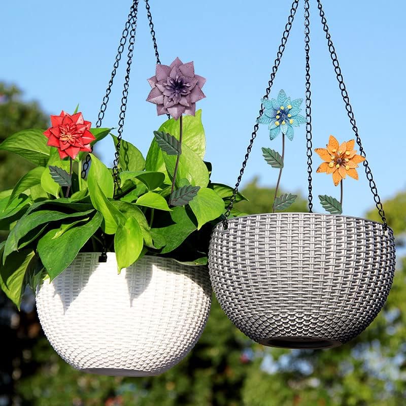 6-Pack Metal Flower Garden Stakes &#x2013; Colorful Shaking Head Yard Art for Outdoor Decor