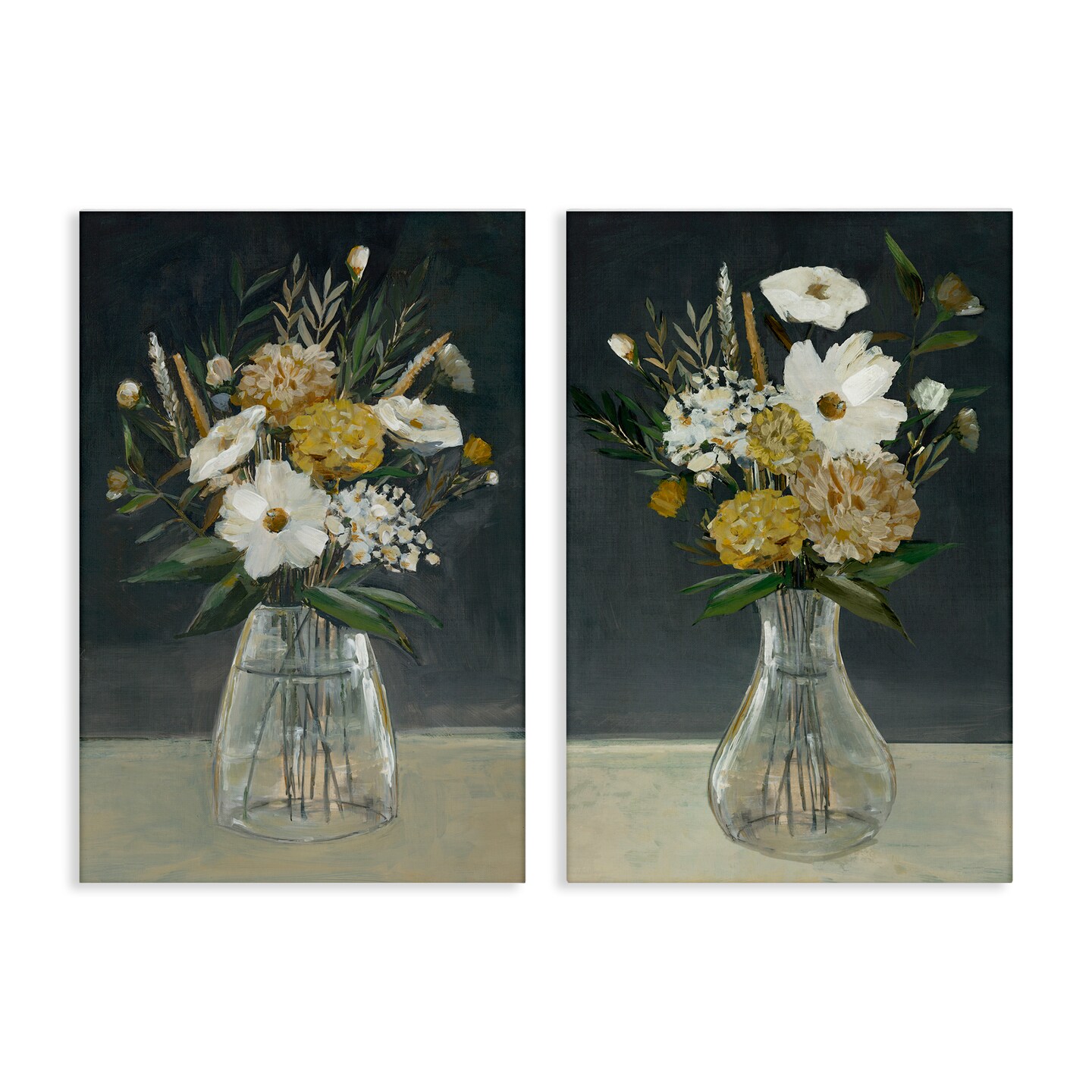 Stupell Industries Muted Bouquet Vases 2pc Canvas Wall Art Set Design by Hannah Dawson