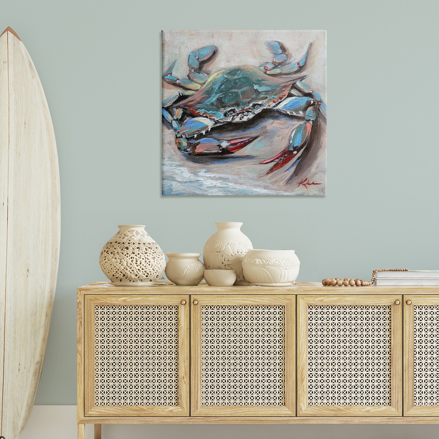 Stupell Industries Blue Crab with Red Claws Canvas Wall Art Design by Lindsay Kivi Fine Art