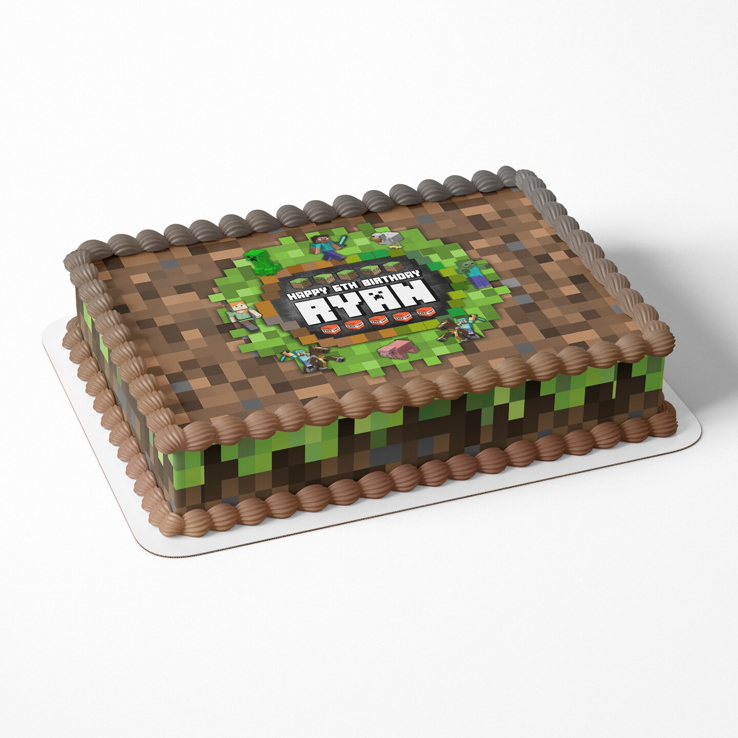 Mineckrats Kids Pixel Box Gamers Edible Cake Image Topper Birthday Cake ...
