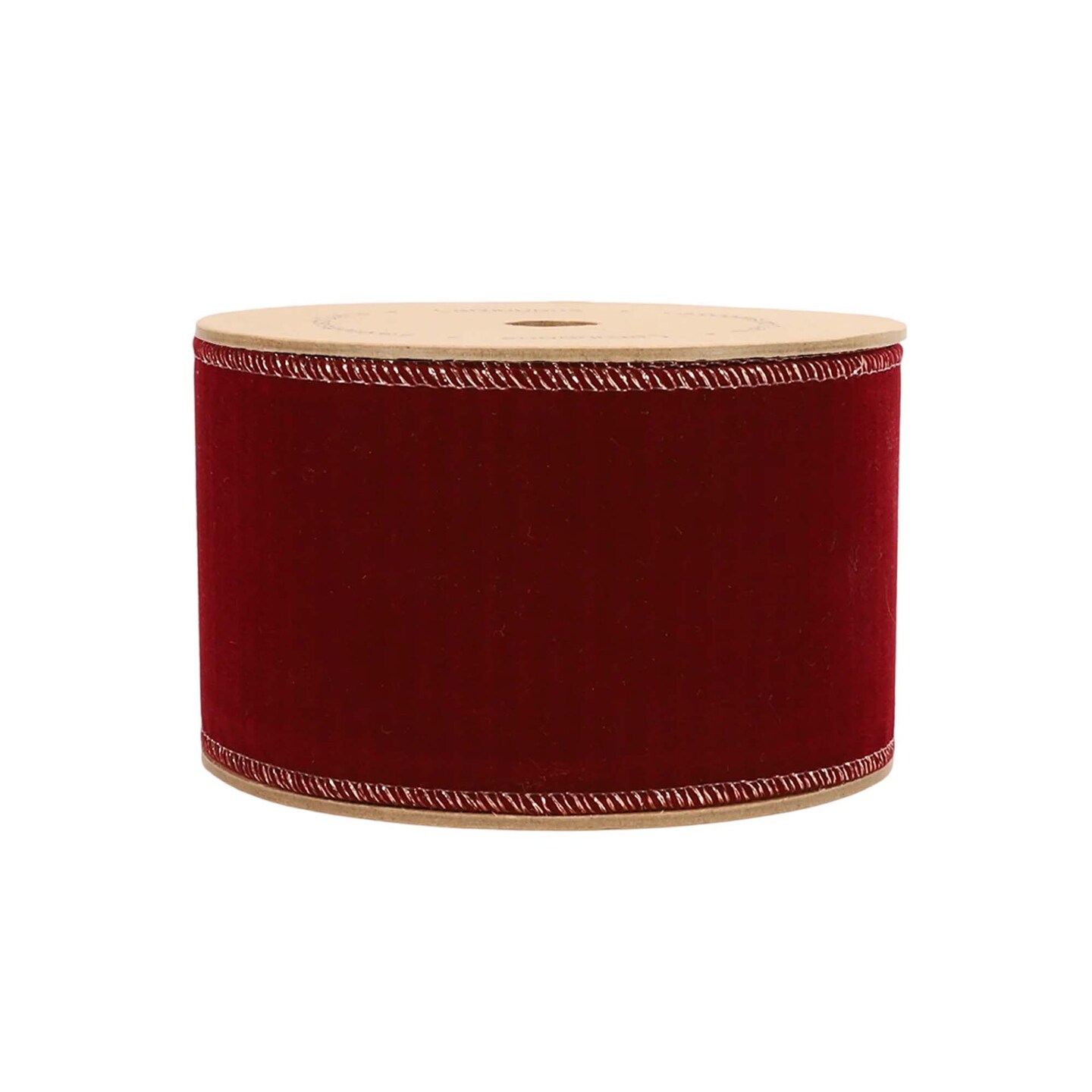 LaRibbons 2 1/2" Reversible Flat Velvet/Lurex Wired Ribbon | Cranberry/Green | 10 Yard Roll