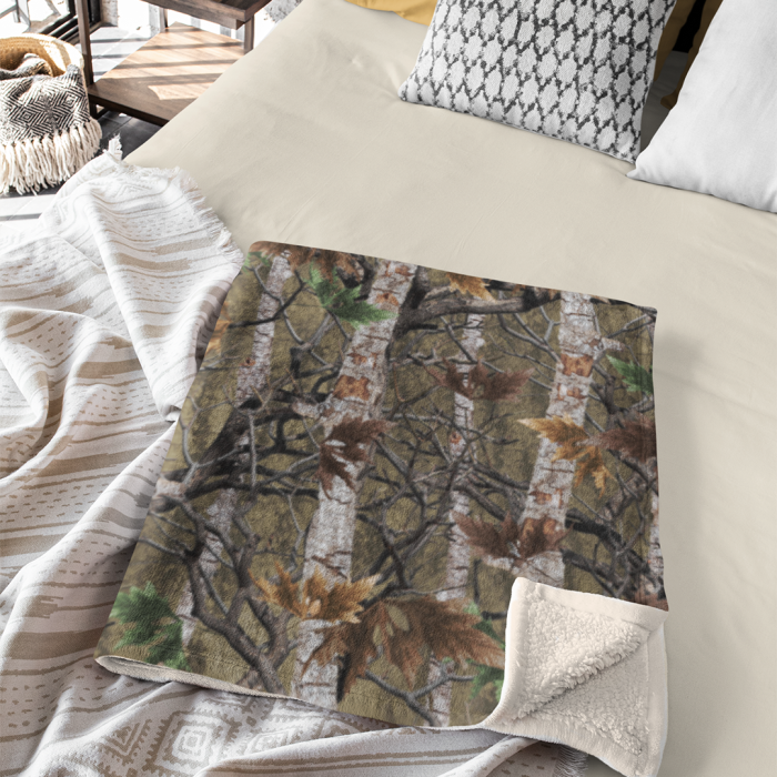 Forest Camouflage Plush Throw Blanket