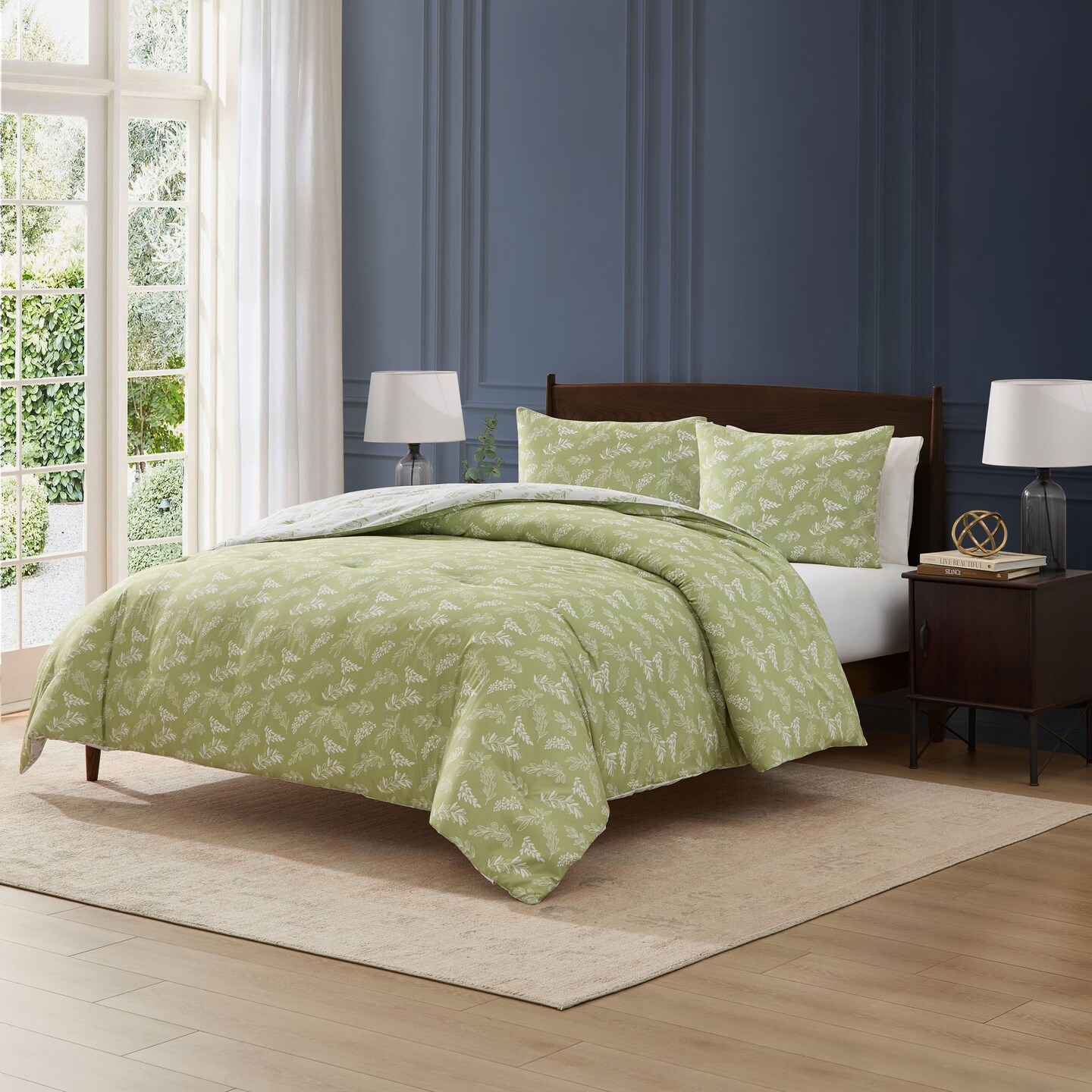 CraftBud 3PC Reversible Botanical Printed Comforter Bedding Set