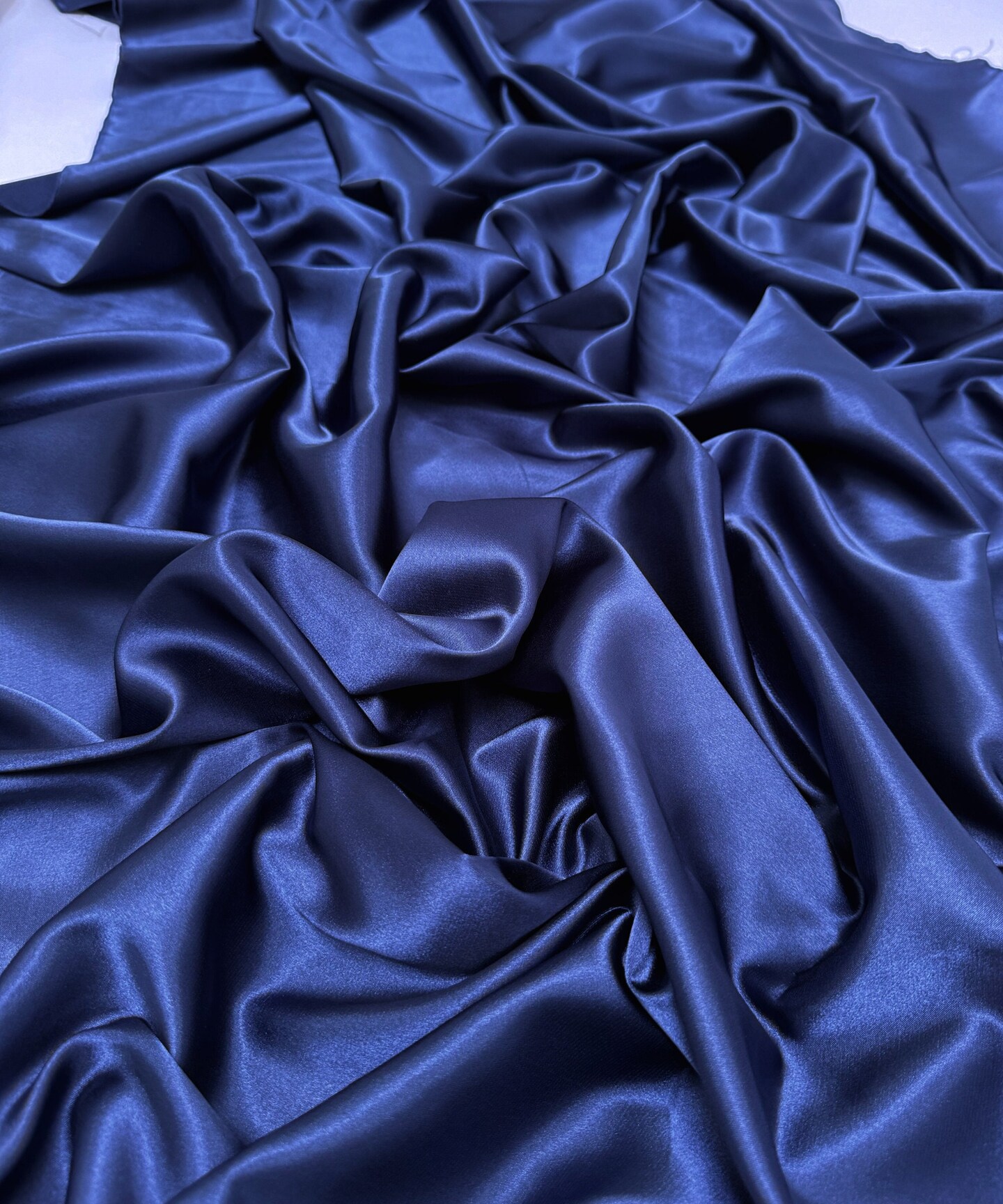 Navy Blue Stretch Charmeuse Satin Fabric by the Yard, 58" Wide Silky Lightweight Satin for Bridesmaid Dresses, Gowns, Lingerie