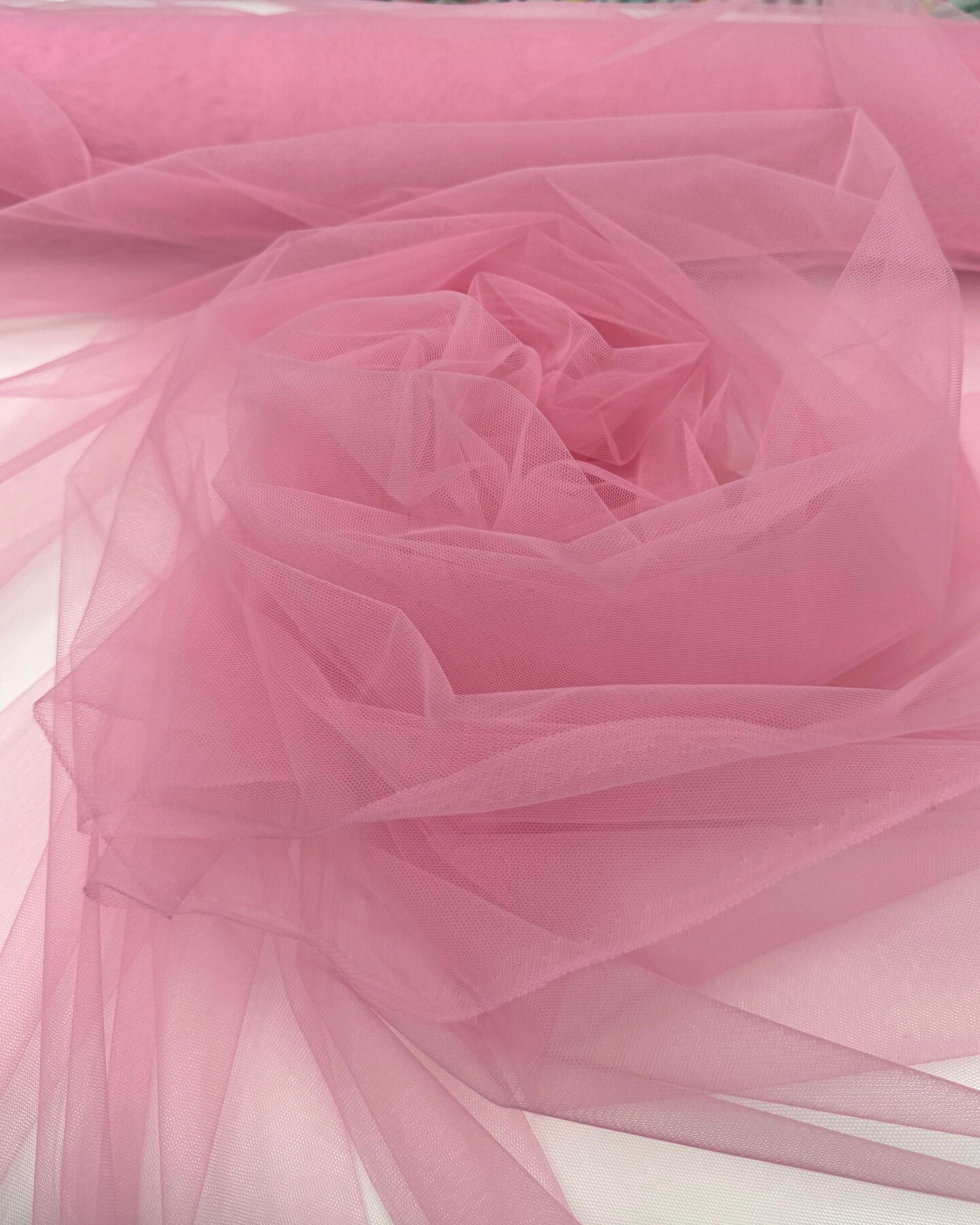 Pink Nylon Tulle Fabric by the Yard, 63" Wide Soft Stretch Mesh Fabric for Veils, Wedding Dresses, Decor & Sewing