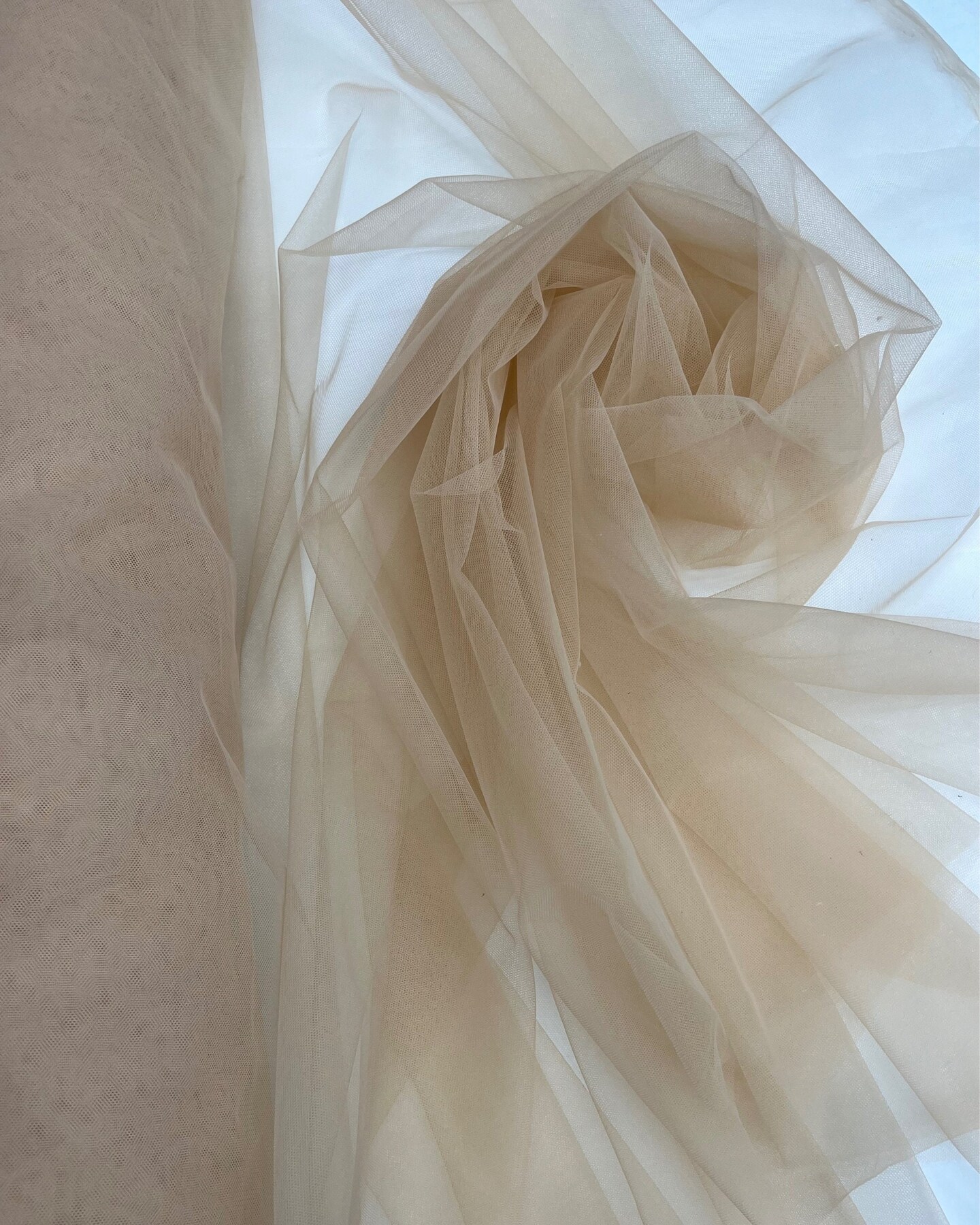 Light Nude Nylon Tulle Fabric by the Yard, 63" Wide Soft Stretch Mesh Fabric for Veils, Wedding Dresses, Decor & Sewing