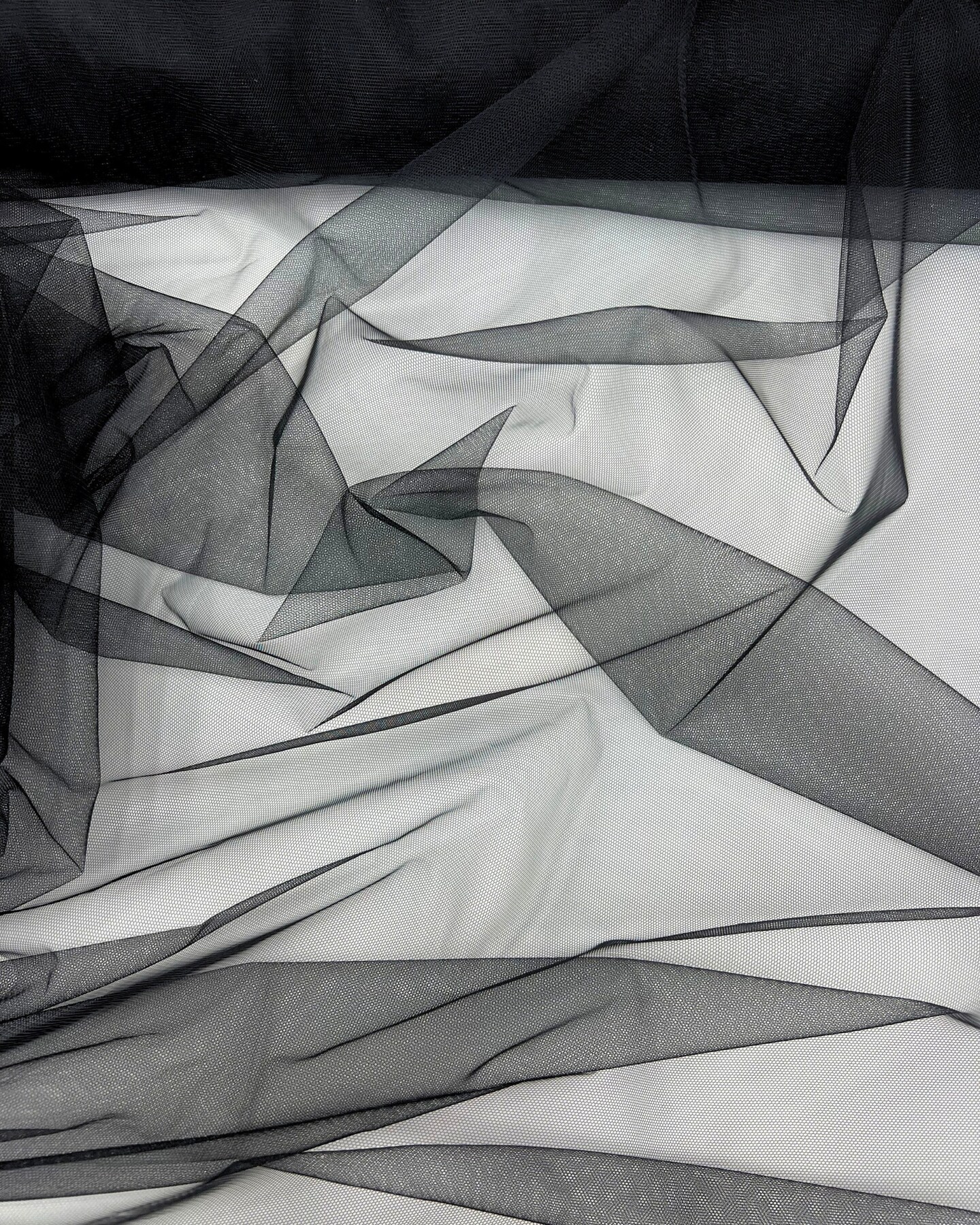 Black Nylon Tulle Fabric by the Yard, 63" Wide Soft Stretch Mesh Fabric for Veils, Wedding Dresses, Decor & Sewing