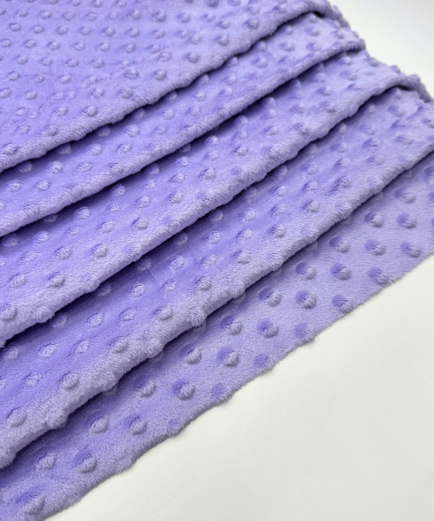 Lilac Minky Dot Fabric by the Yard, 60" Wide Ultra-Soft Plush Minky Fabric for Baby Blankets, Nursery Decor, Plush Toys & Sewing