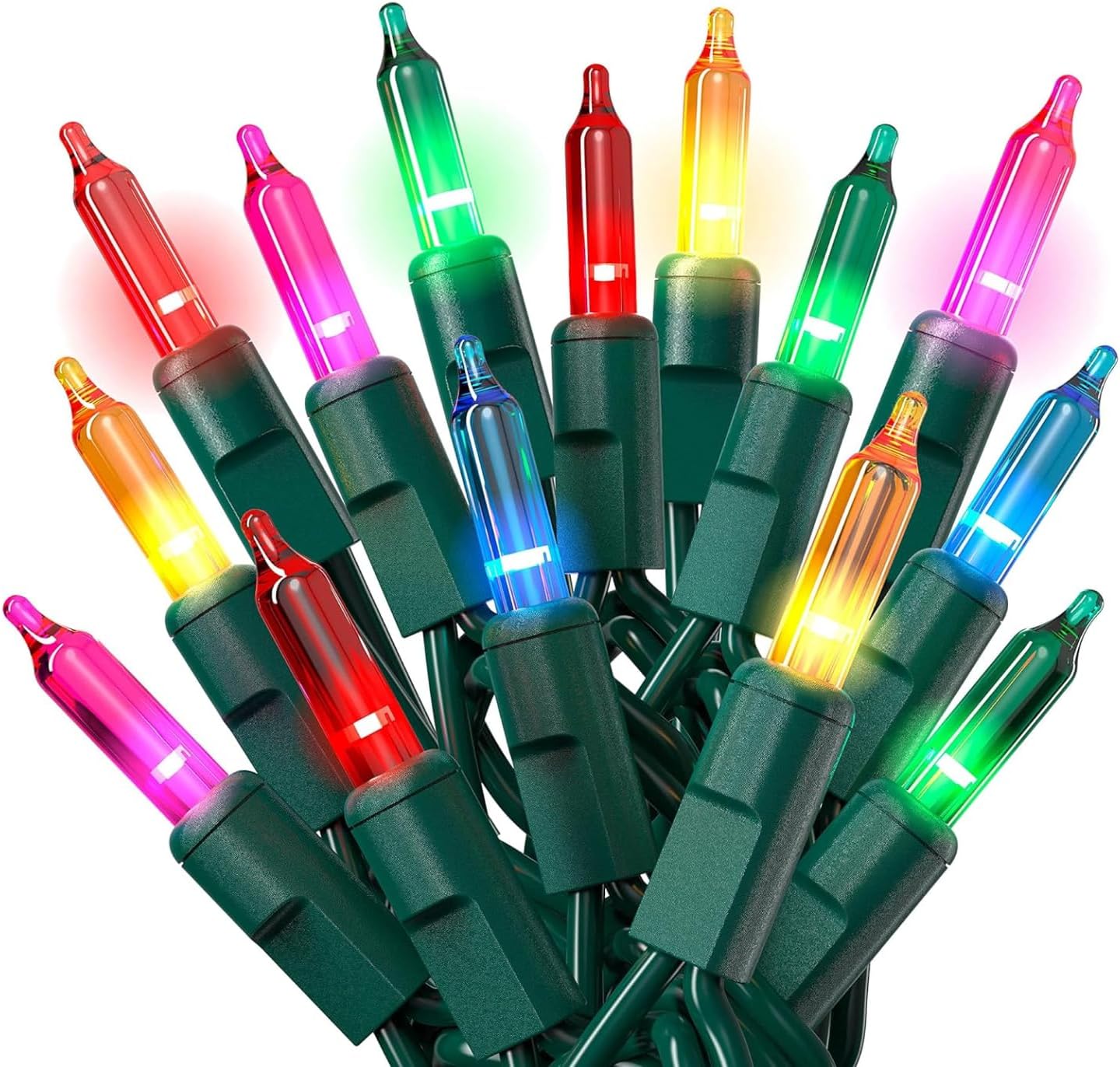 50 Ct. Multi-Color Christmas Tree Lights with Green Wire - 10 Ft String Easter Lights for Indoor and Outdoor Use