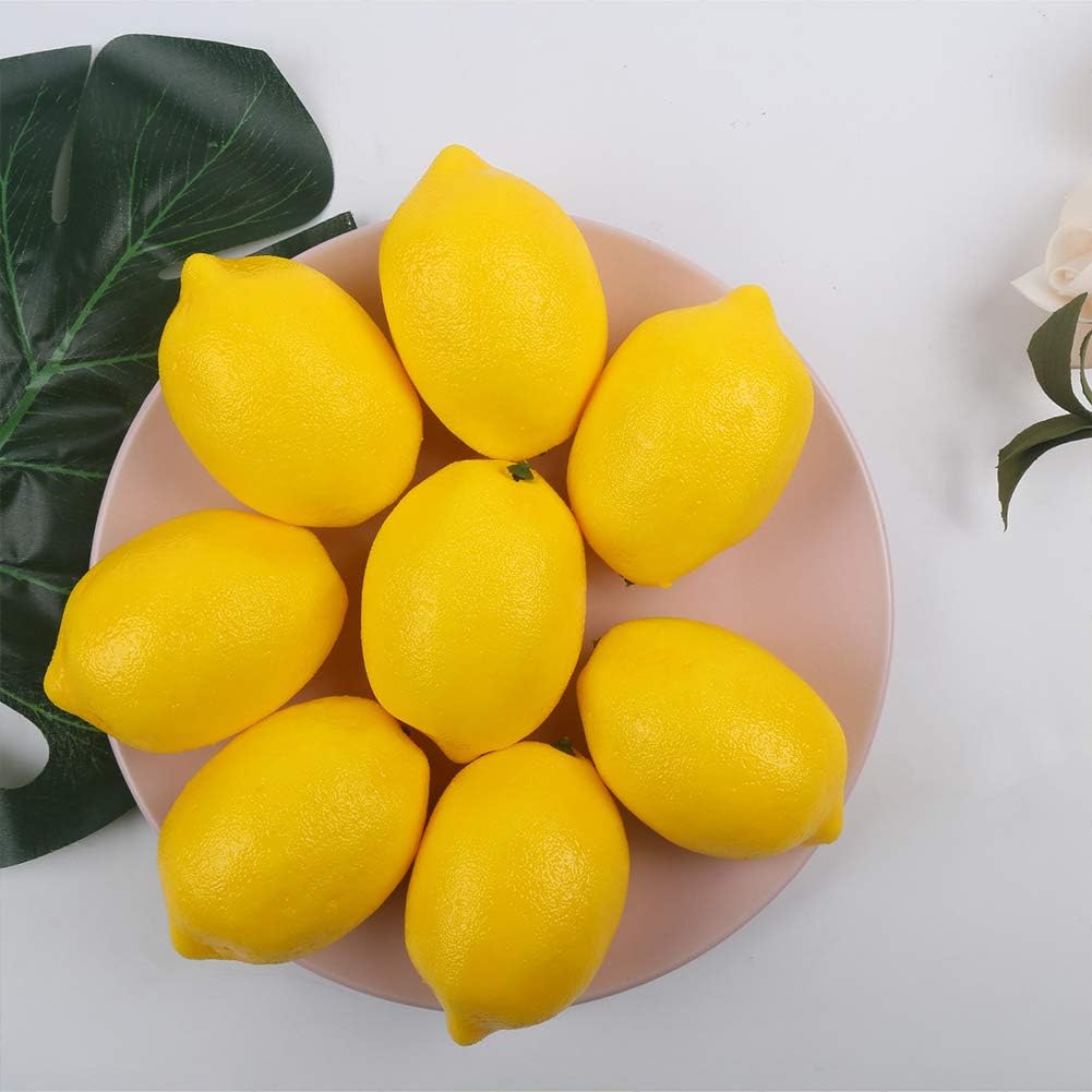 30PCS Artificial Yellow Lemons – Realistic Fake Fruit for Kitchen, Table Decor, Centerpieces, and Photography Props