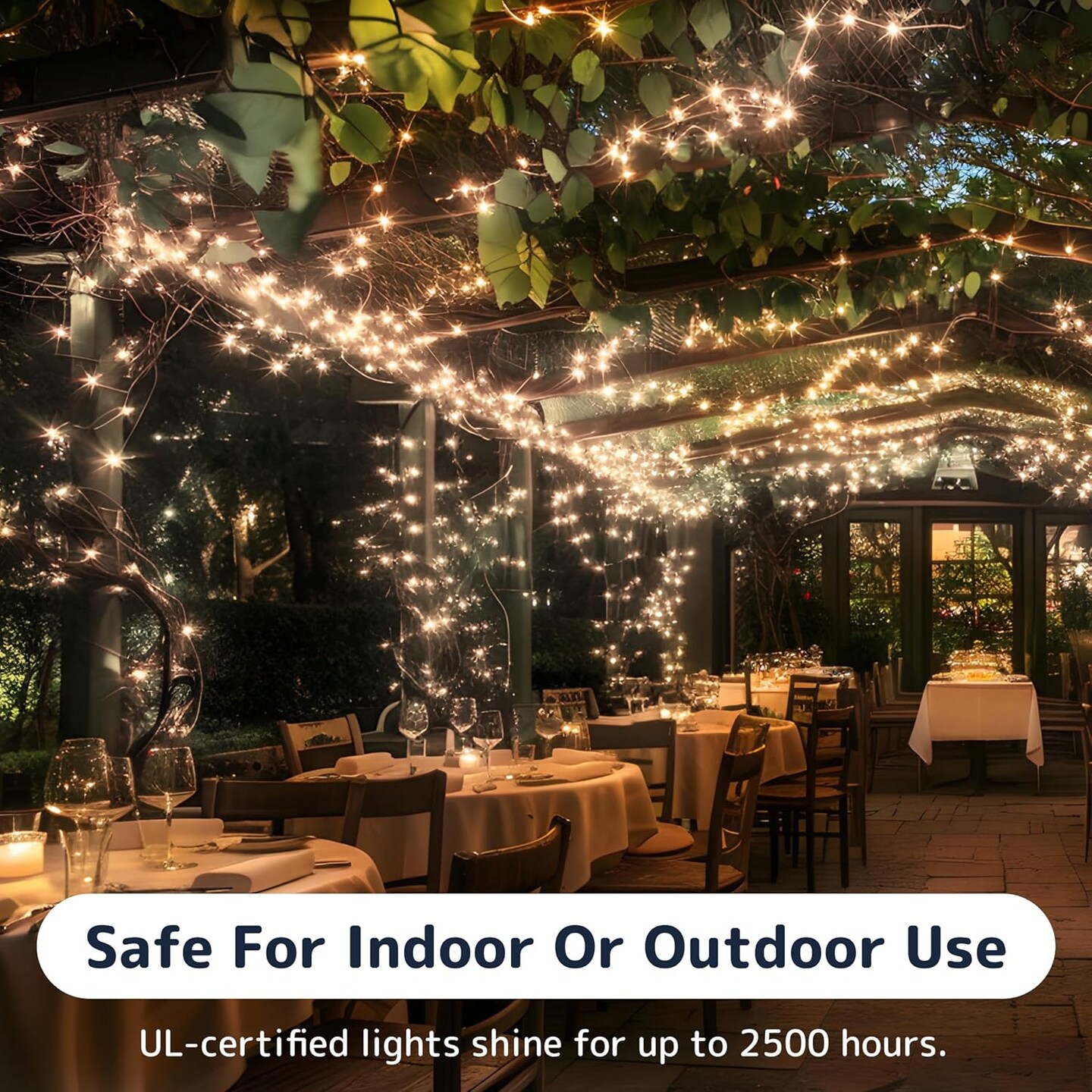 10 Ft String Lights with Christmas Tree Light Warm White - Indoor/Outdoor Decor - Easter Lights for Holidays, 50 Twinkle LED Lighting on White Wire