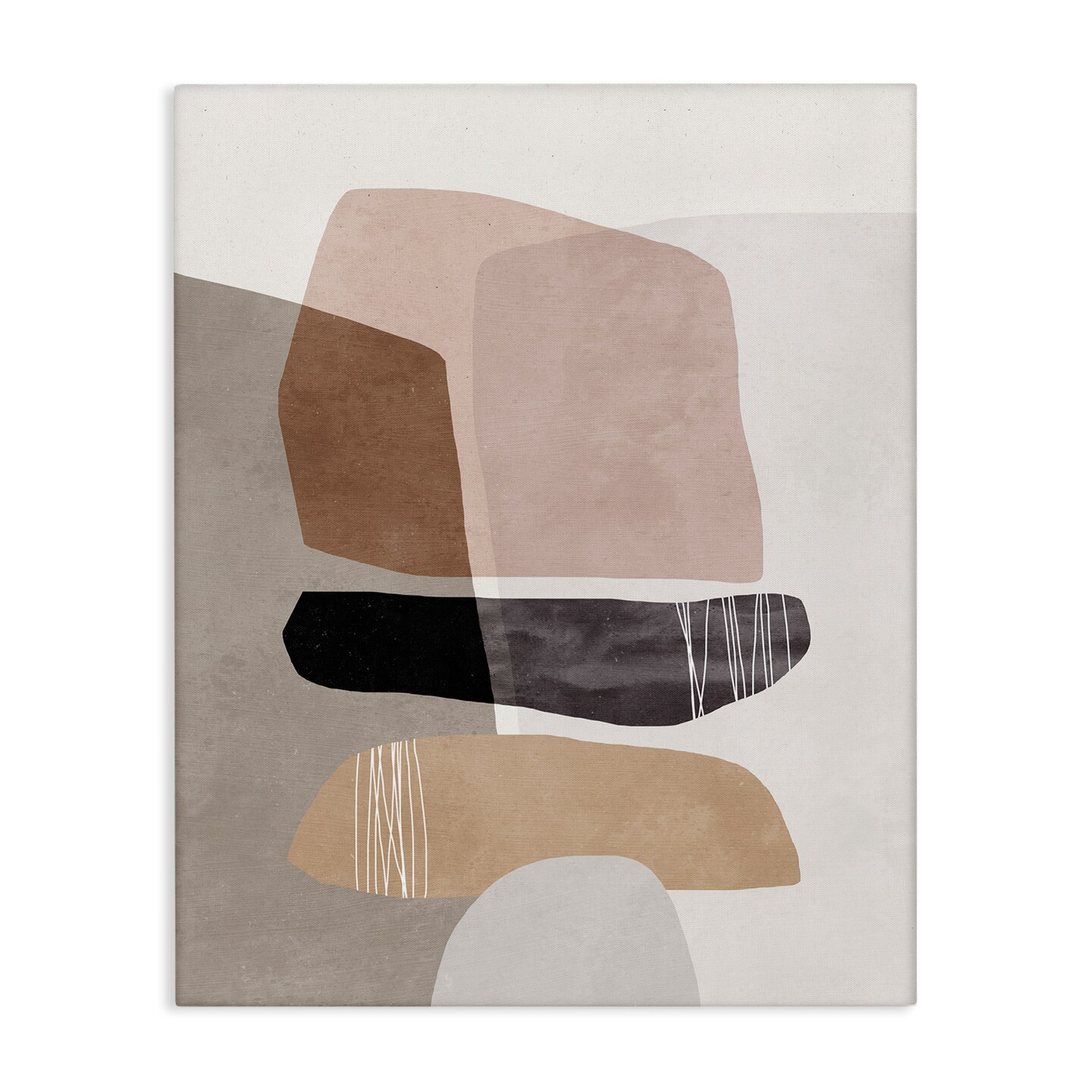 Stupell Industries Abstract Aztec Rock Stone Stack Sculpture Layered Forms Canvas Design By Nina Blue