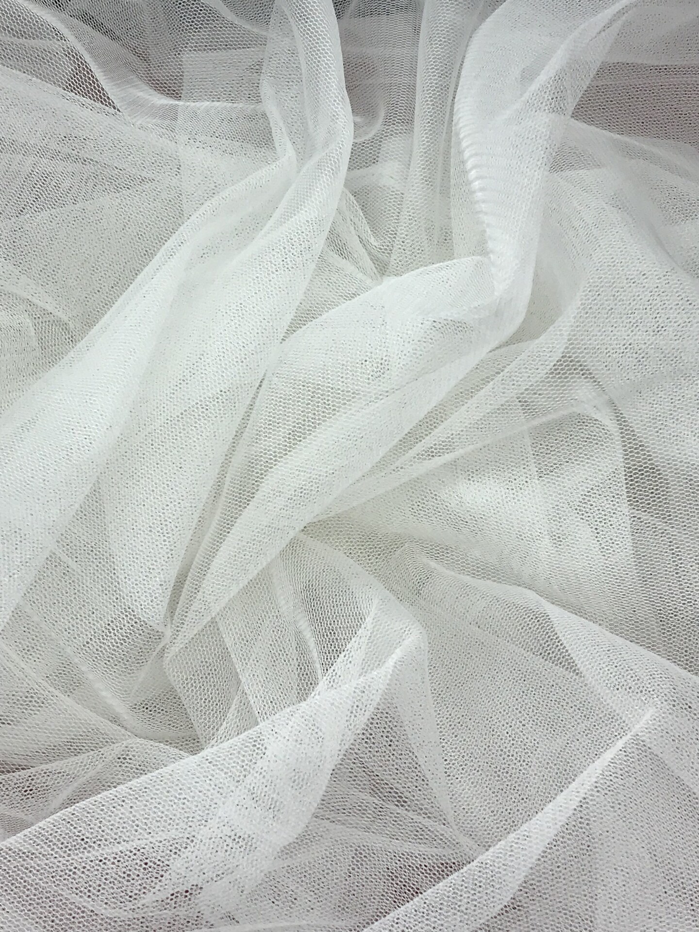1 Yard Ivory English Net Mesh Fabric 100% Polyester Sheer 2-Way Stretch 59/60 Inch Width