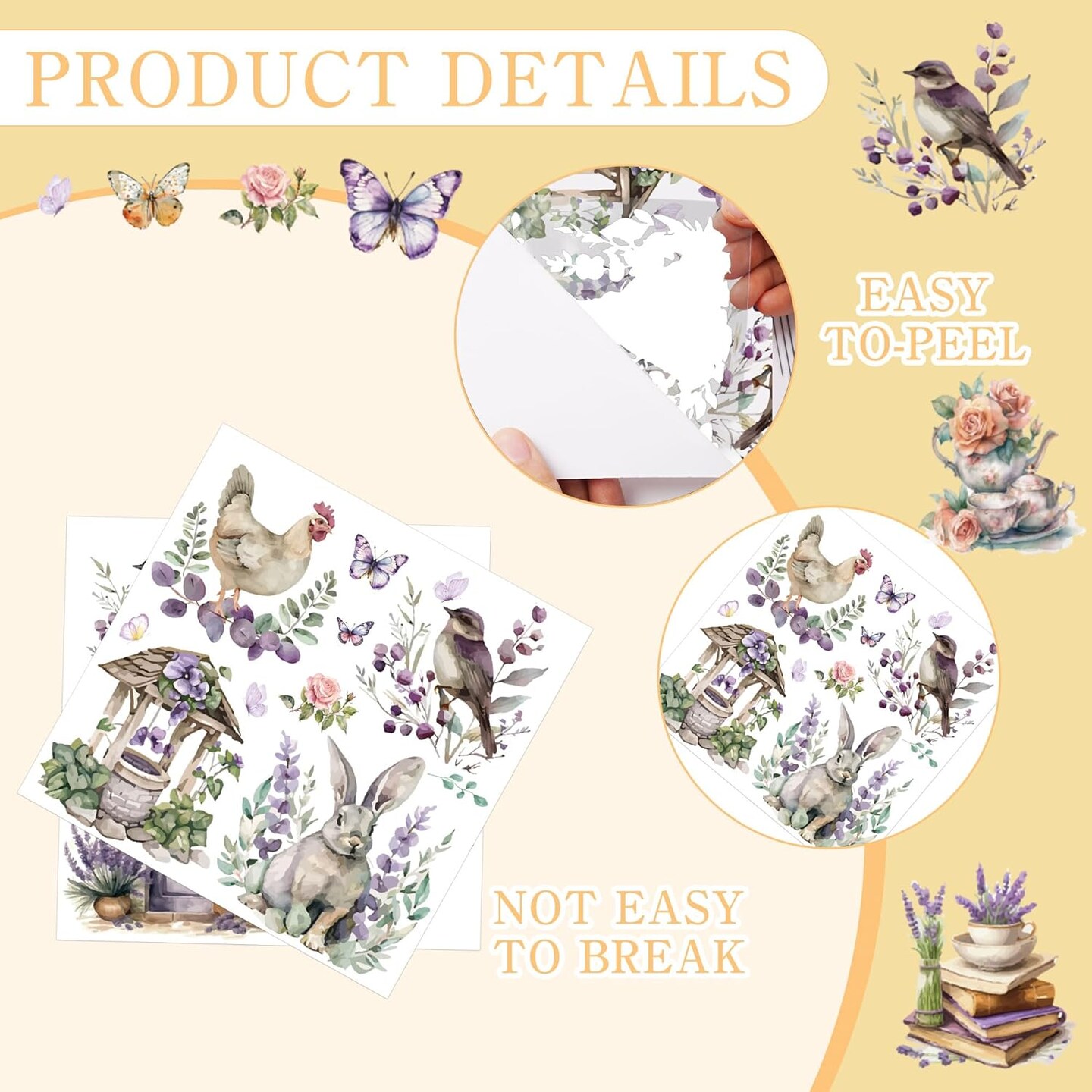 Lavender Rub on Transfers for Crafts: 16 Pcs (Lavender) 4 inches x 4 inches