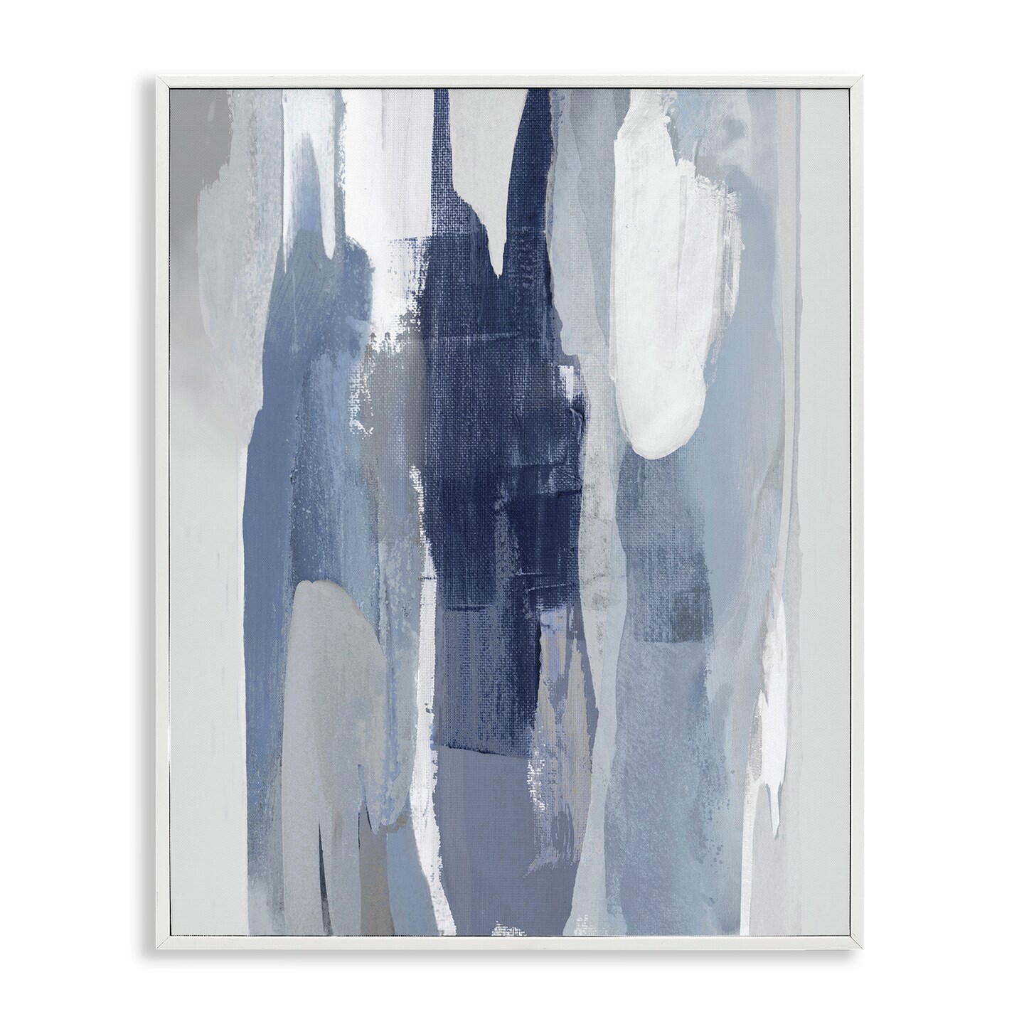 Stupell Industries Layers of Blue and White Abstract Movements Framed Giclee Design By Jackie Hanson