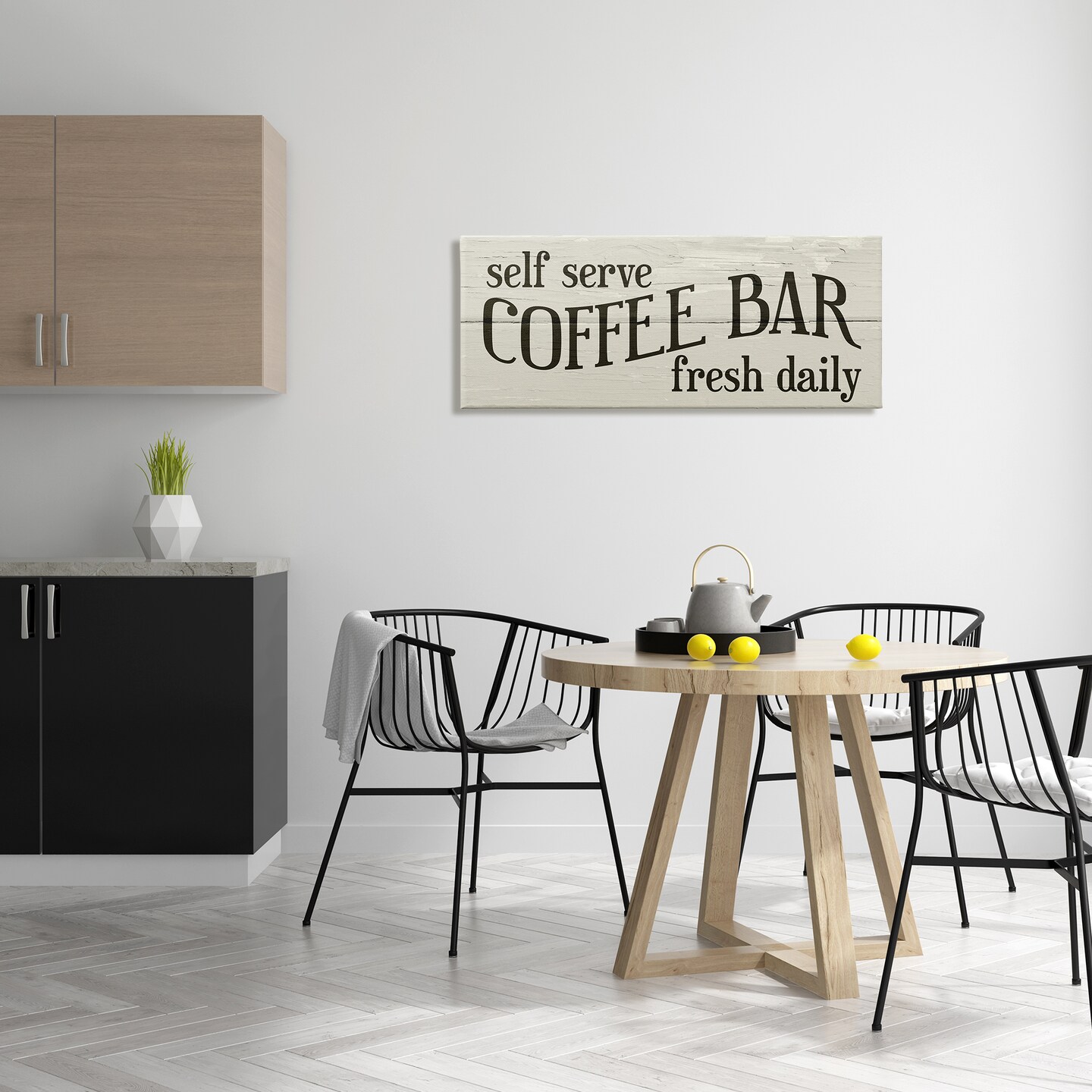 Stupell Industries Self Serve Coffee Bar Sign Rustic Plank Pattern Canvas Design By Daphne Polselli