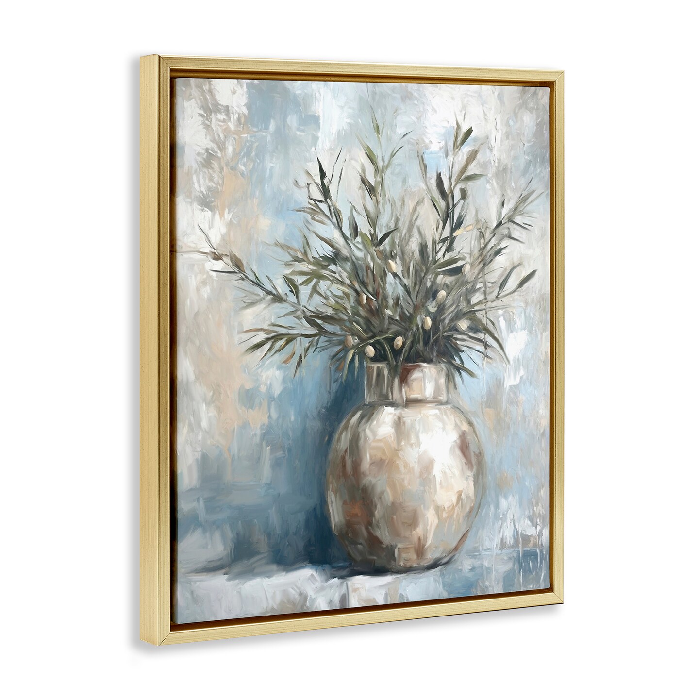 Stupell Industries Potted Olive Branches Floating Frame Design By Ramona Murdock