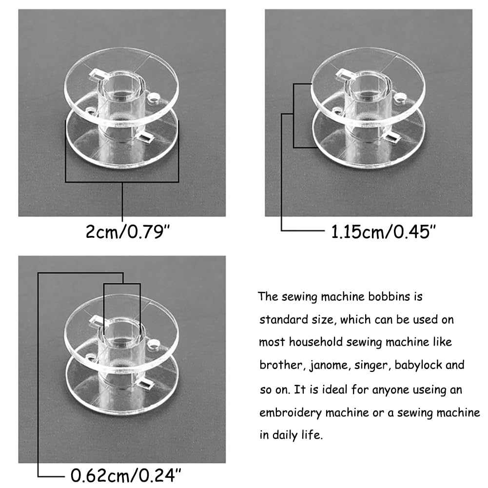 25 Pcs Bobbins for Sewing Machine, Sewing Bobbins with Case, Sa156 Bobbins, Bobbins Class 15, Plastic Bobbins Compatible with Brother Singer Sewing and Embroidery Machine (25 Bobbins with Box)