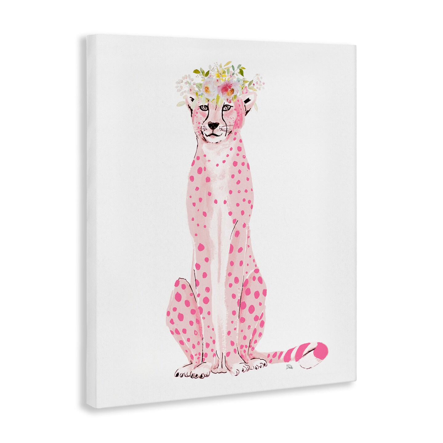 Stupell Industries Pink Leopard Floral Garland Canvas Design By Patricia Pinto