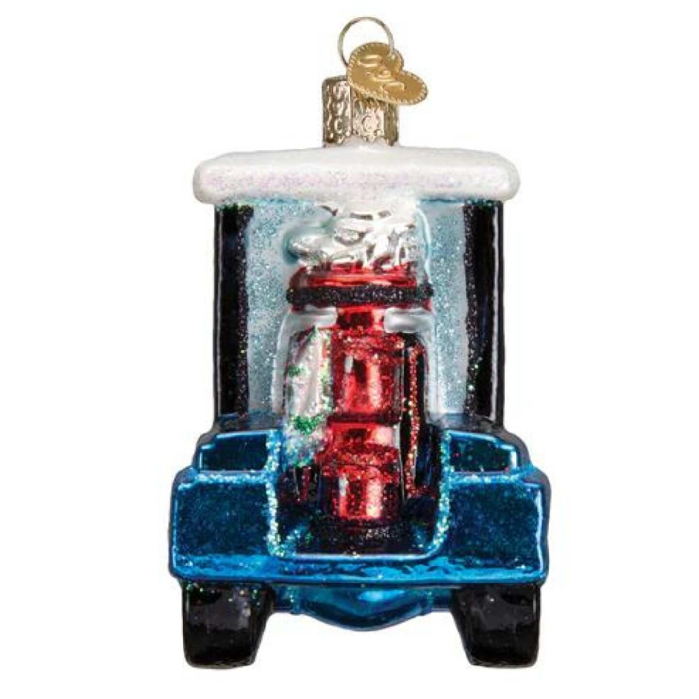 Old World Christmas 4.0 Inch Golf Cart Santa Christmas Tree Ornament , Ornament Tee