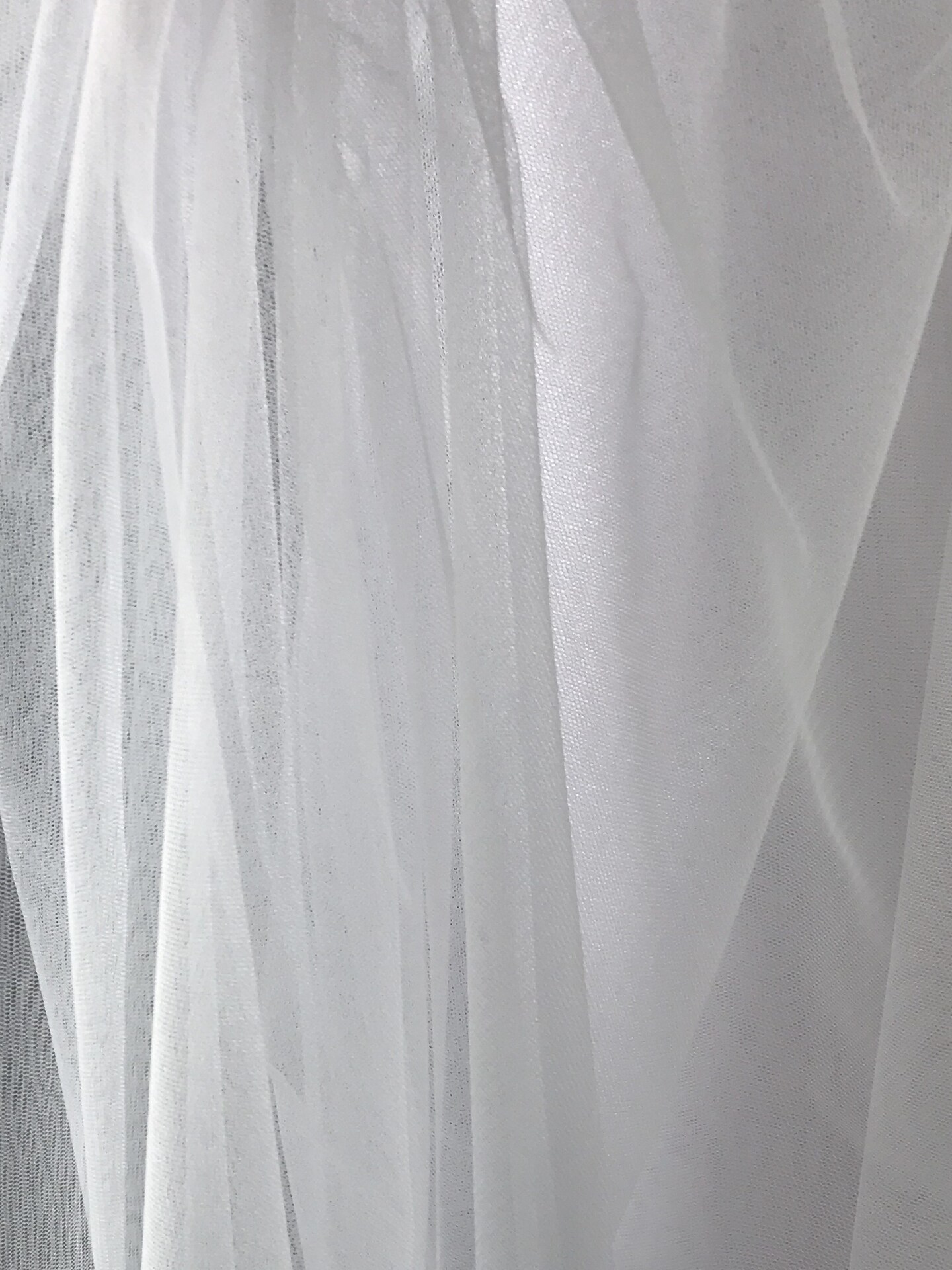 1 Yard White Stretch English Net Fabric Lightweight Sheer Mesh 100% Polyester 59/60" Wide