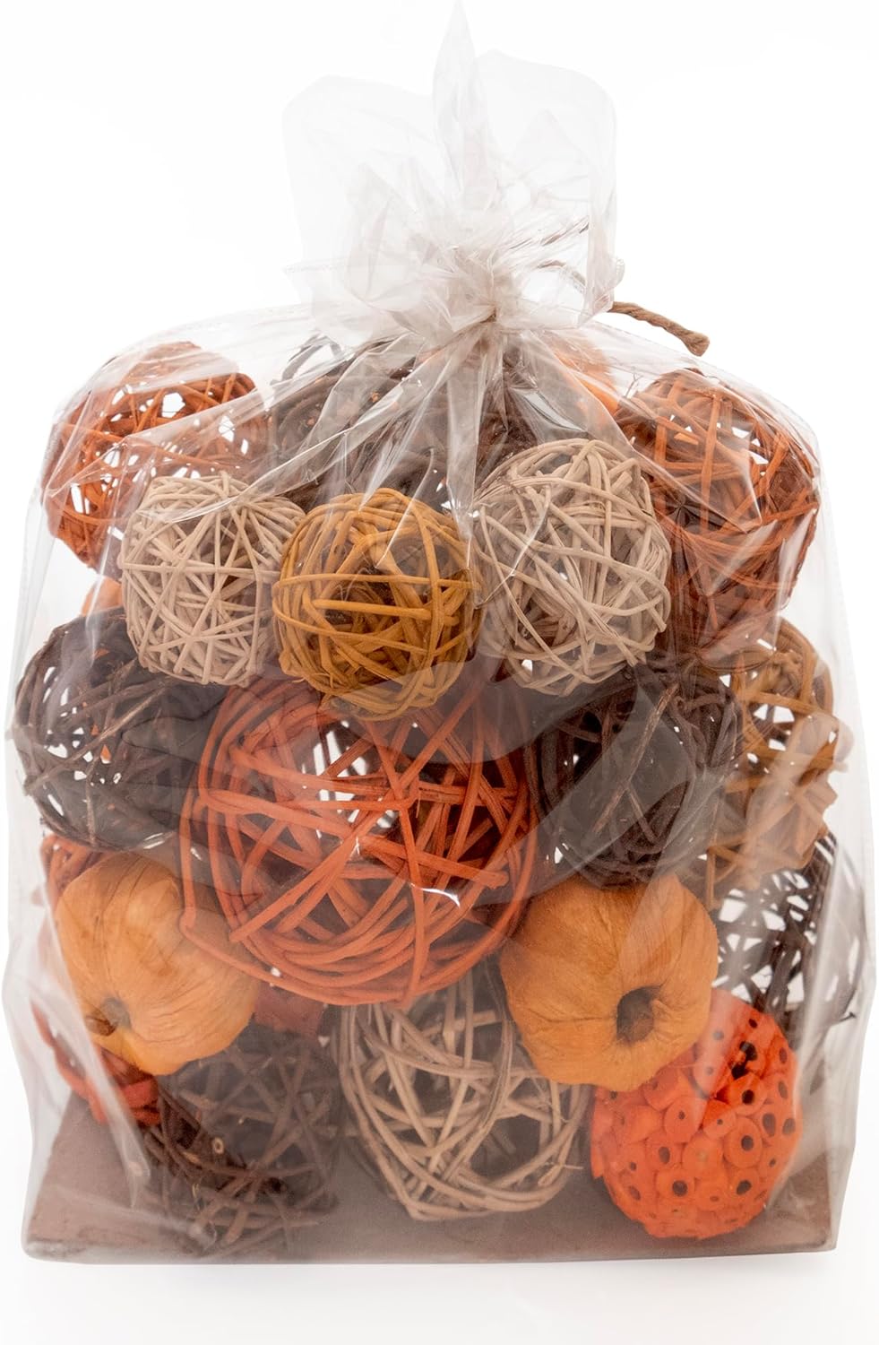 Orange Decorative Vase Filler Bag with Mini Pumpkins, Orbs, Balls &#x26; Flowers Bowl Filler Decor (Pumpkin Orange)