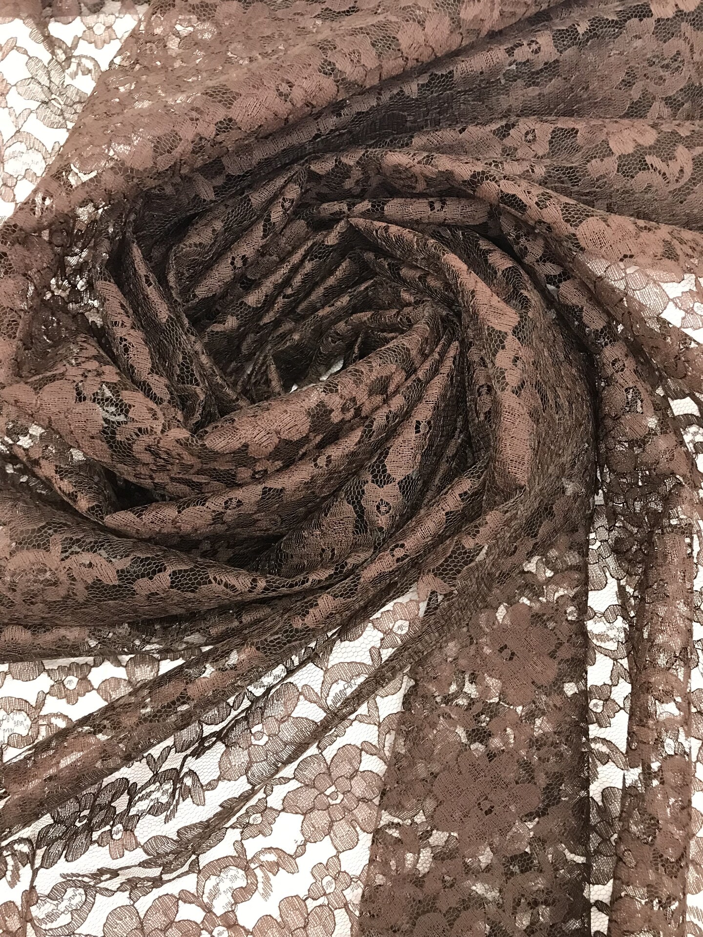 1 Yard Brown Rachelle Lace Fabric Sheer Floral Mesh for Apparel, Decor & Crafts 58″-60″ Wide