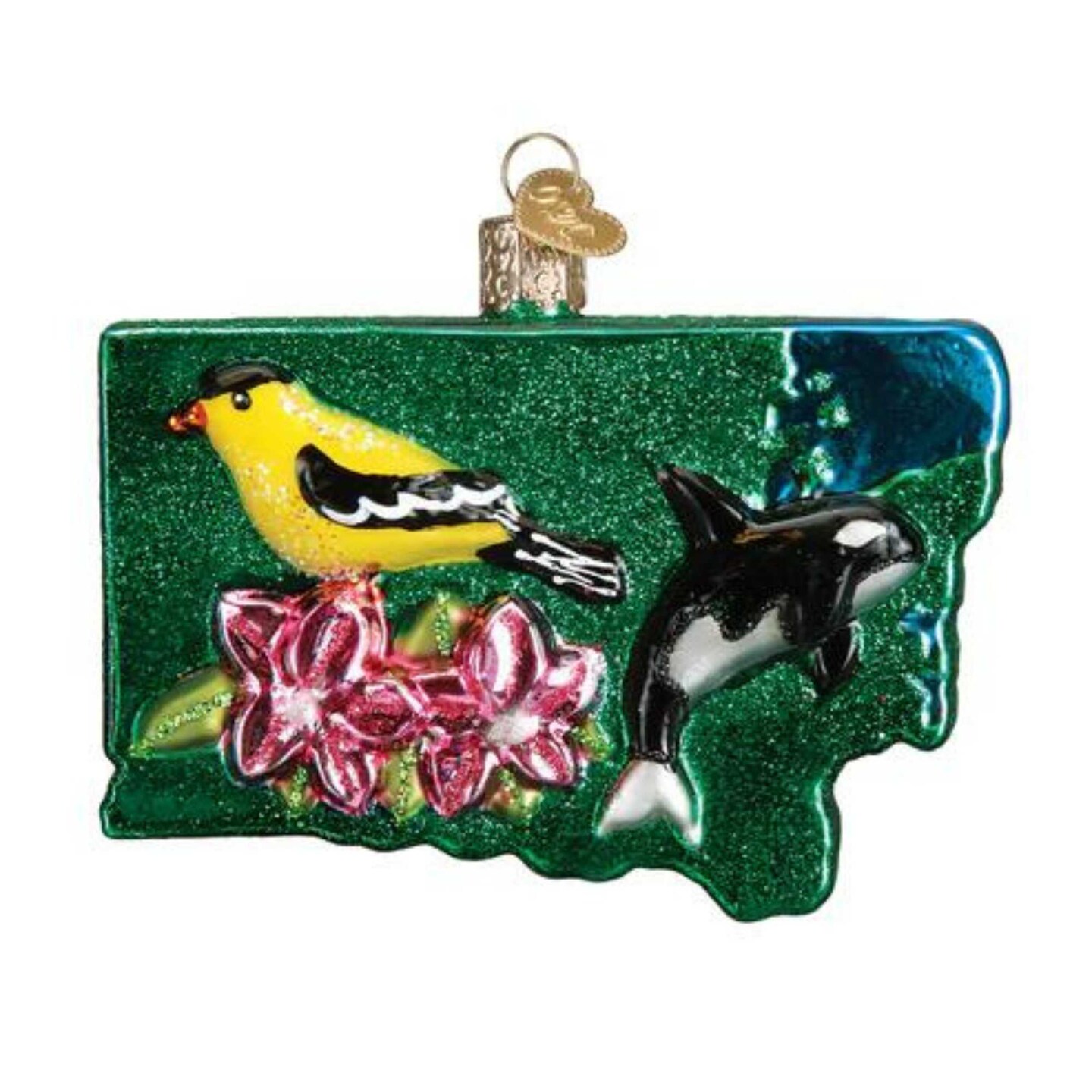 Old World Christmas 3.5 Inch State Of Washington Christmas Tree Ornament , State Olympia Space Needle