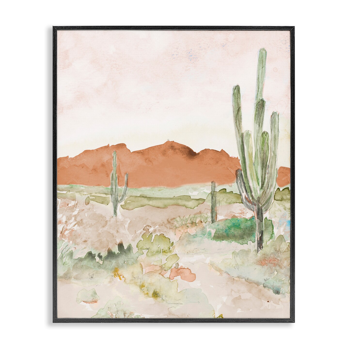 Stupell Industries Cactus Plants Dry Desert Scene Distant Cliffs Framed Giclee Design By Lanie Loreth