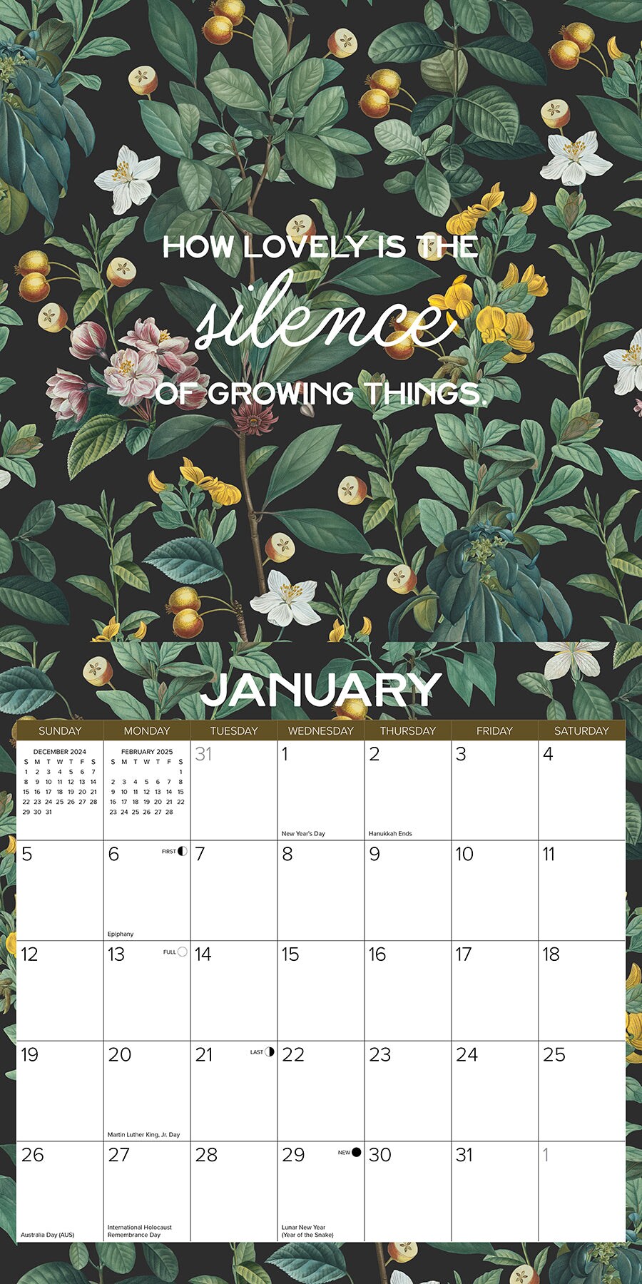 Botanical Year 2025 Wall Calendar
