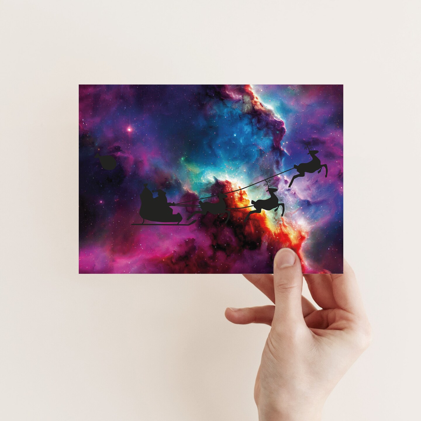 Space Santa Christmas Greeting Cards Boxed Set of 24 Holiday Notecards Featuring Santa Flying Through a Galaxy, Perfect for Kids, Boys, and Space Lovers