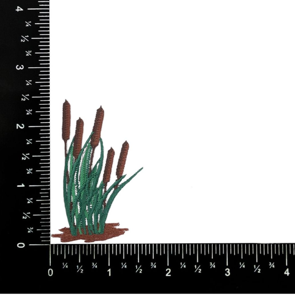 Bunch of Cattails, Aquatic Plants, Embroidered, Iron on Patch