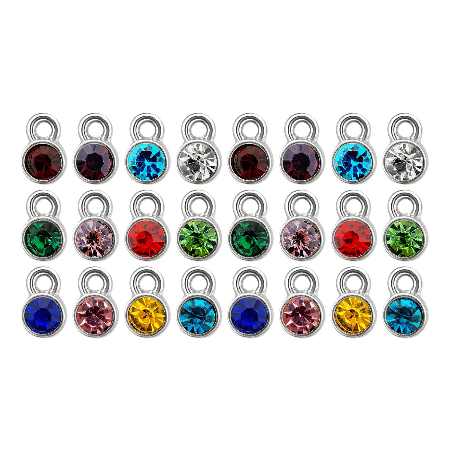 Wrapables Birthstone Charms for Jewelry Making, Crystal Pendants for DIY Bracelet, Earrings, Necklace (Set of 24)