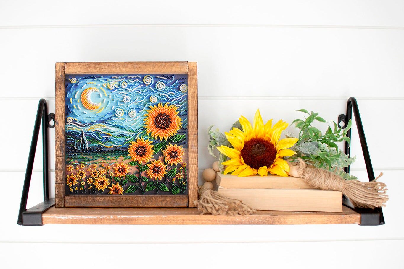 Bead embroidery kit - Sunflowers in night&#x27;s embrace