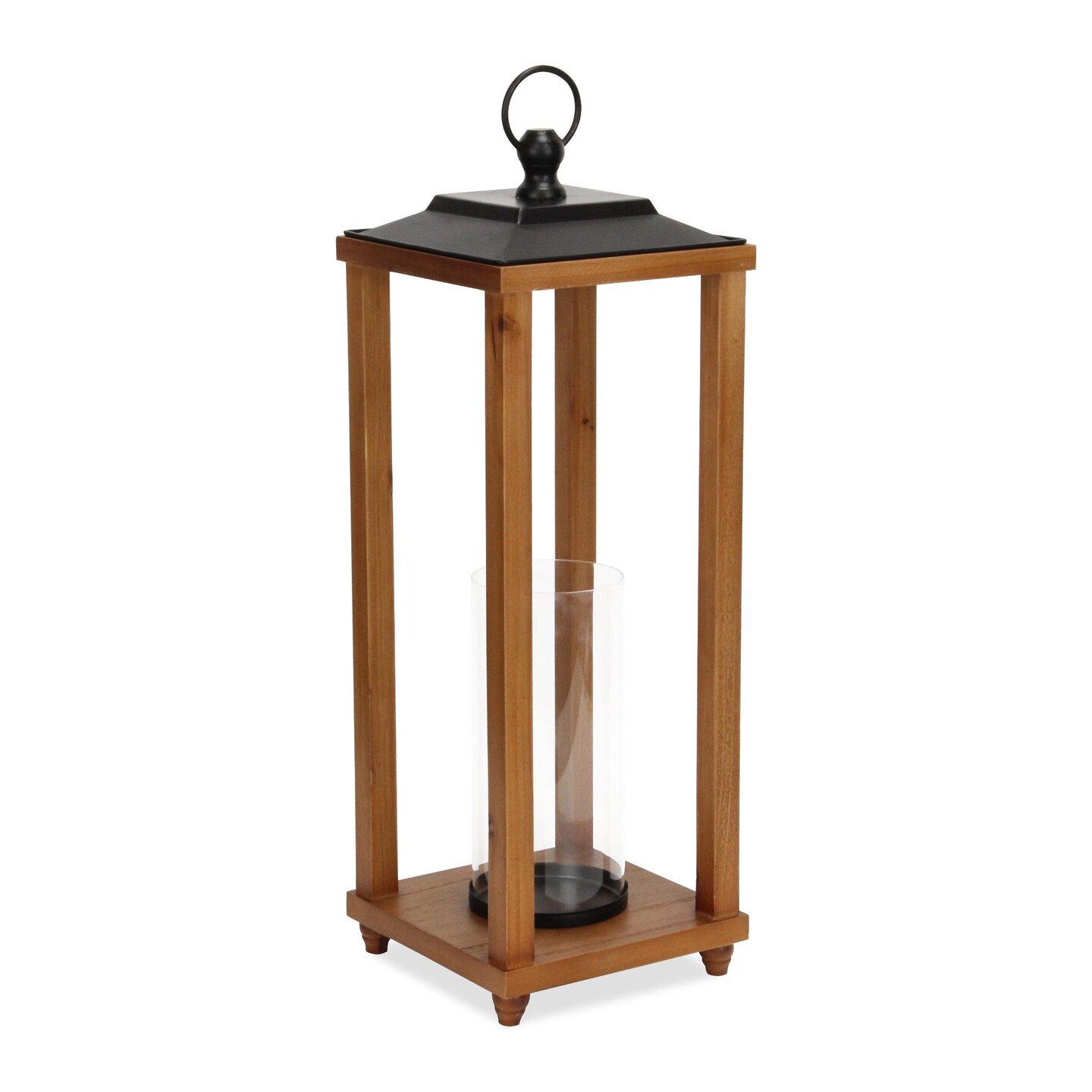 Contemporary Home Living Large Open Side Candle Lantern with Glass Insert - 24"